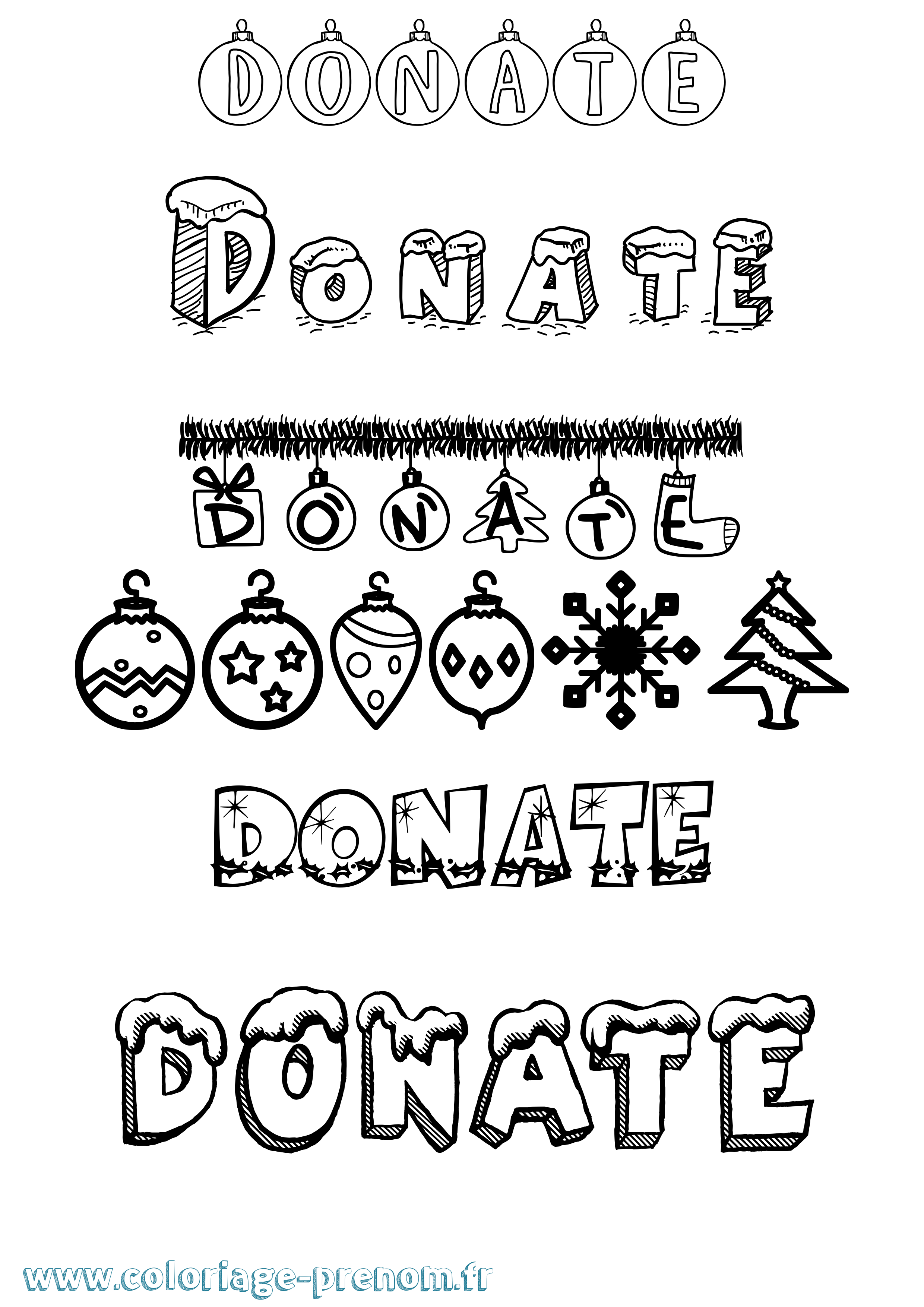 Coloriage prénom Donate Noël