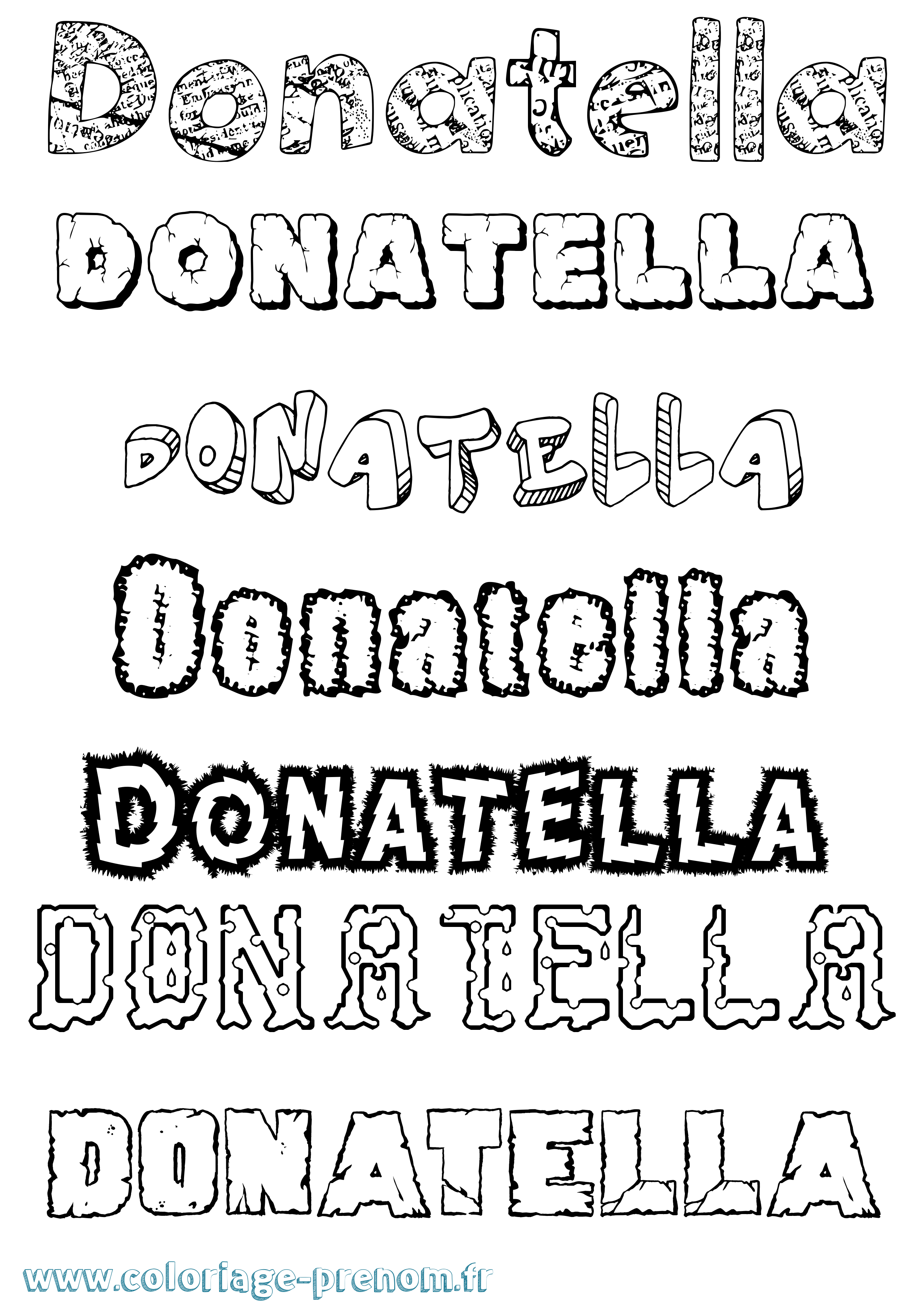 Coloriage prénom Donatella Destructuré