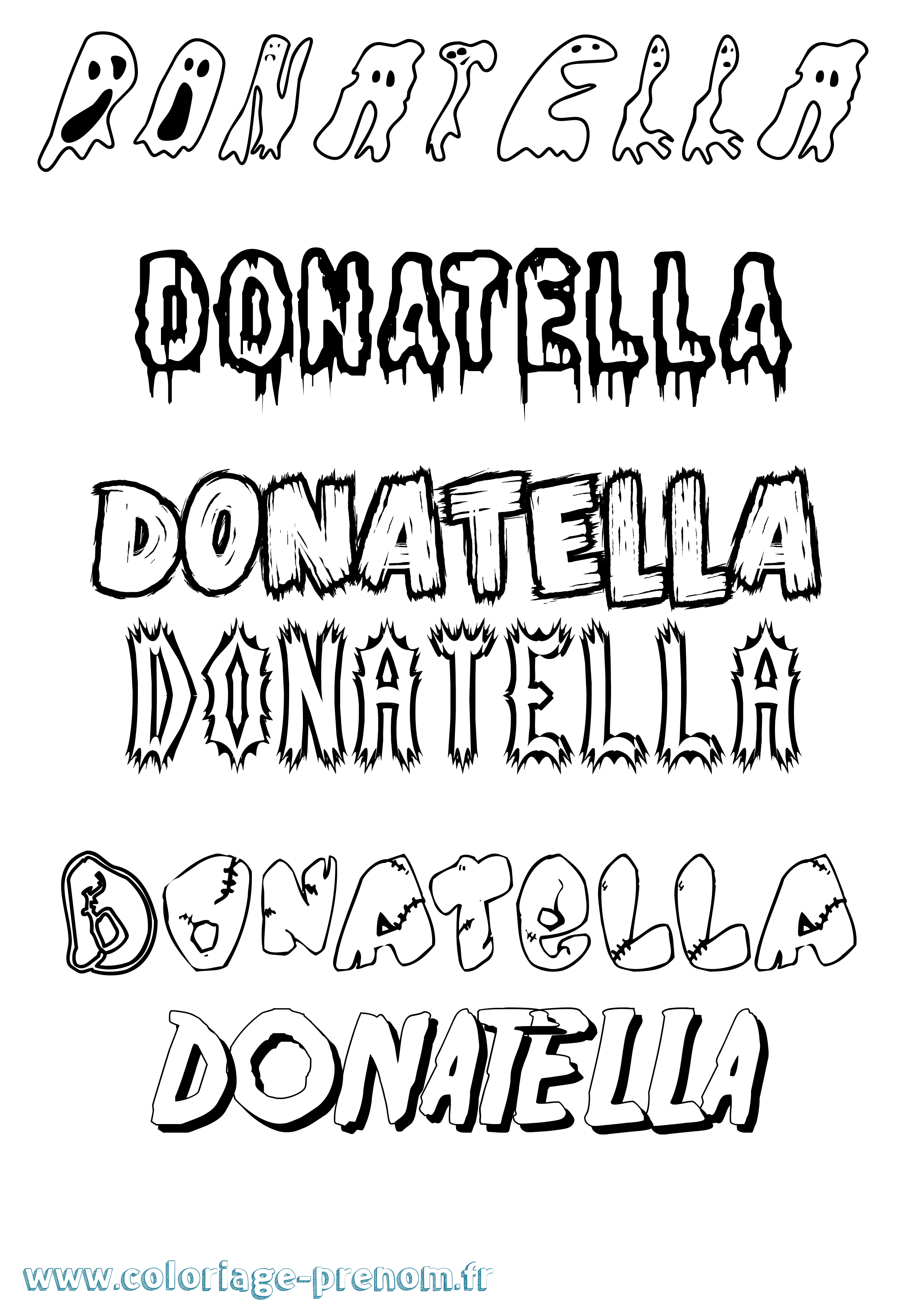 Coloriage prénom Donatella Frisson