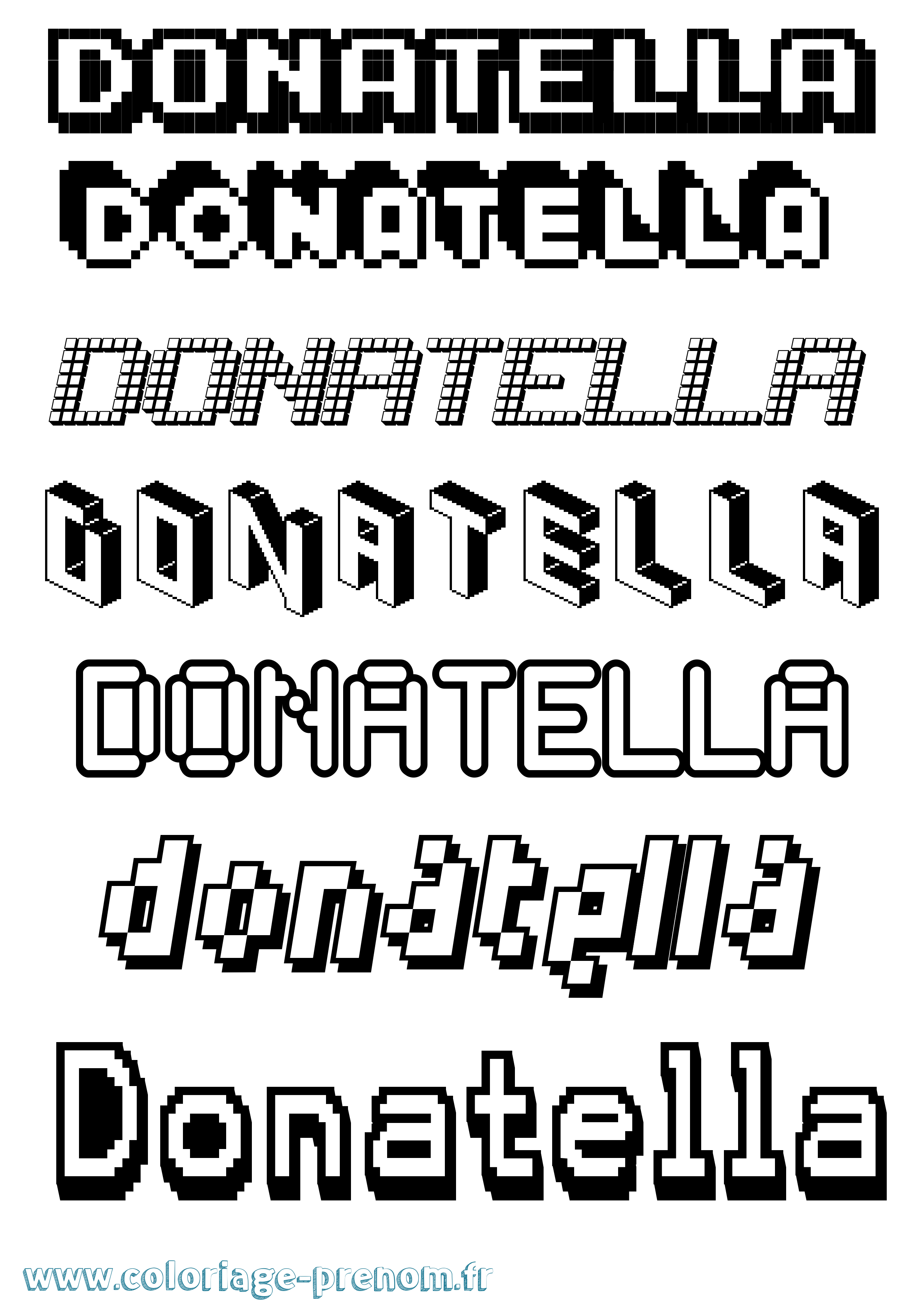 Coloriage prénom Donatella Pixel