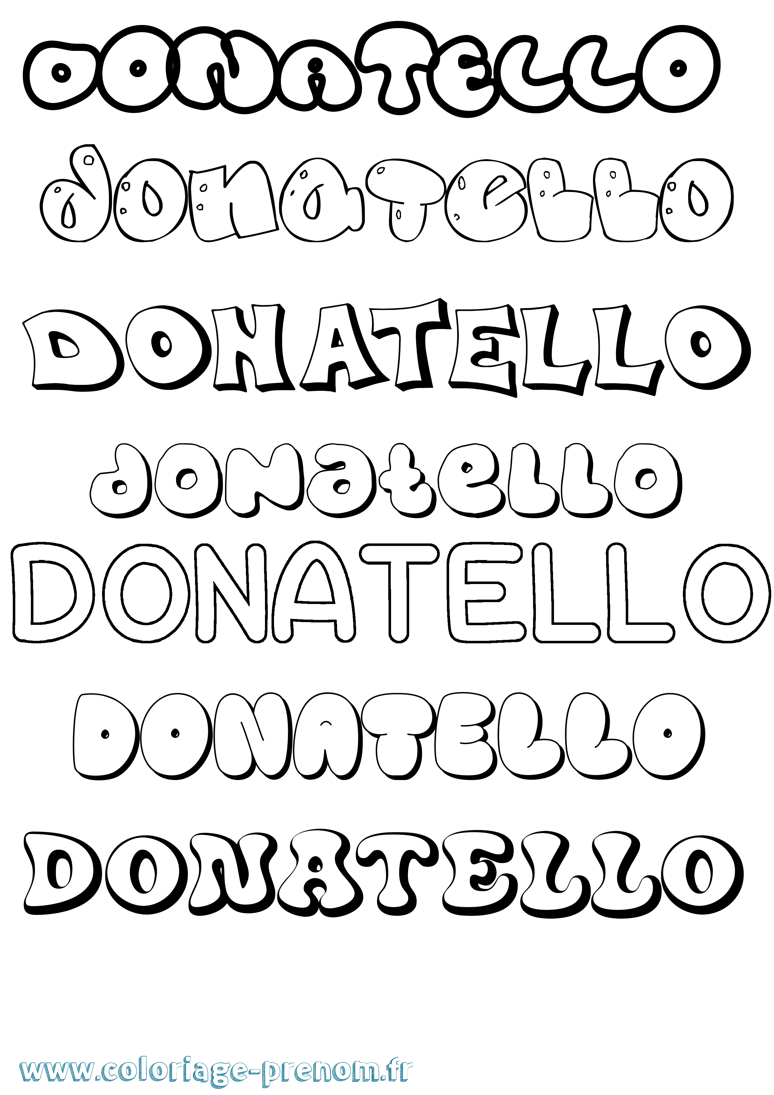 Coloriage prénom Donatello Bubble