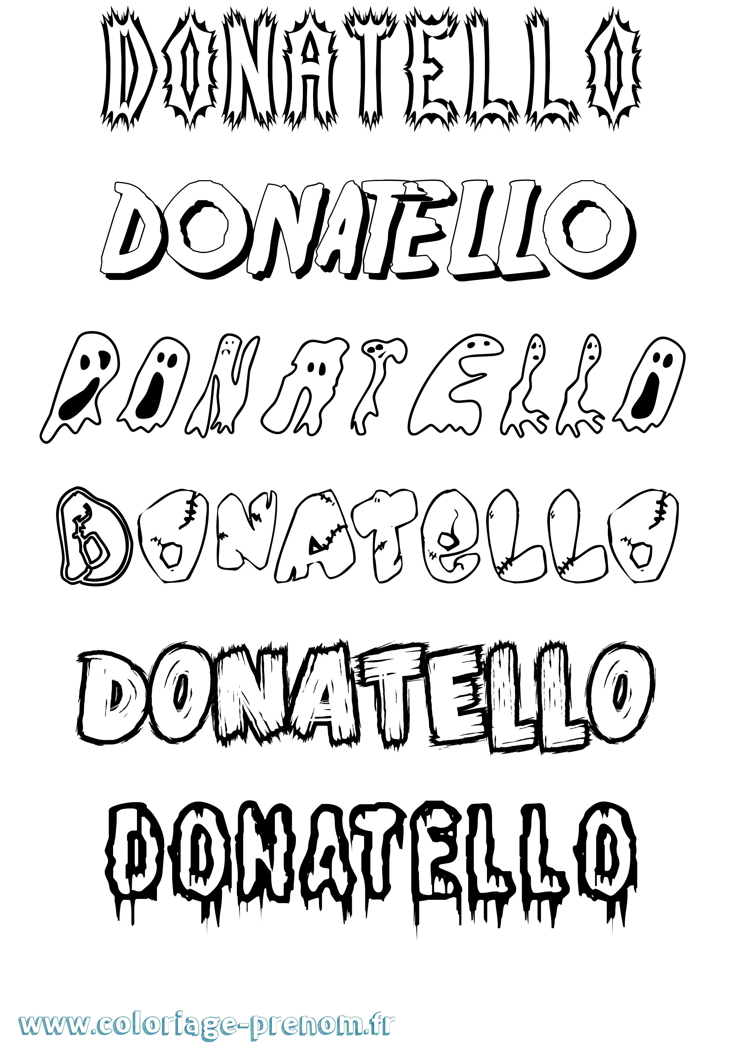 Coloriage prénom Donatello Frisson