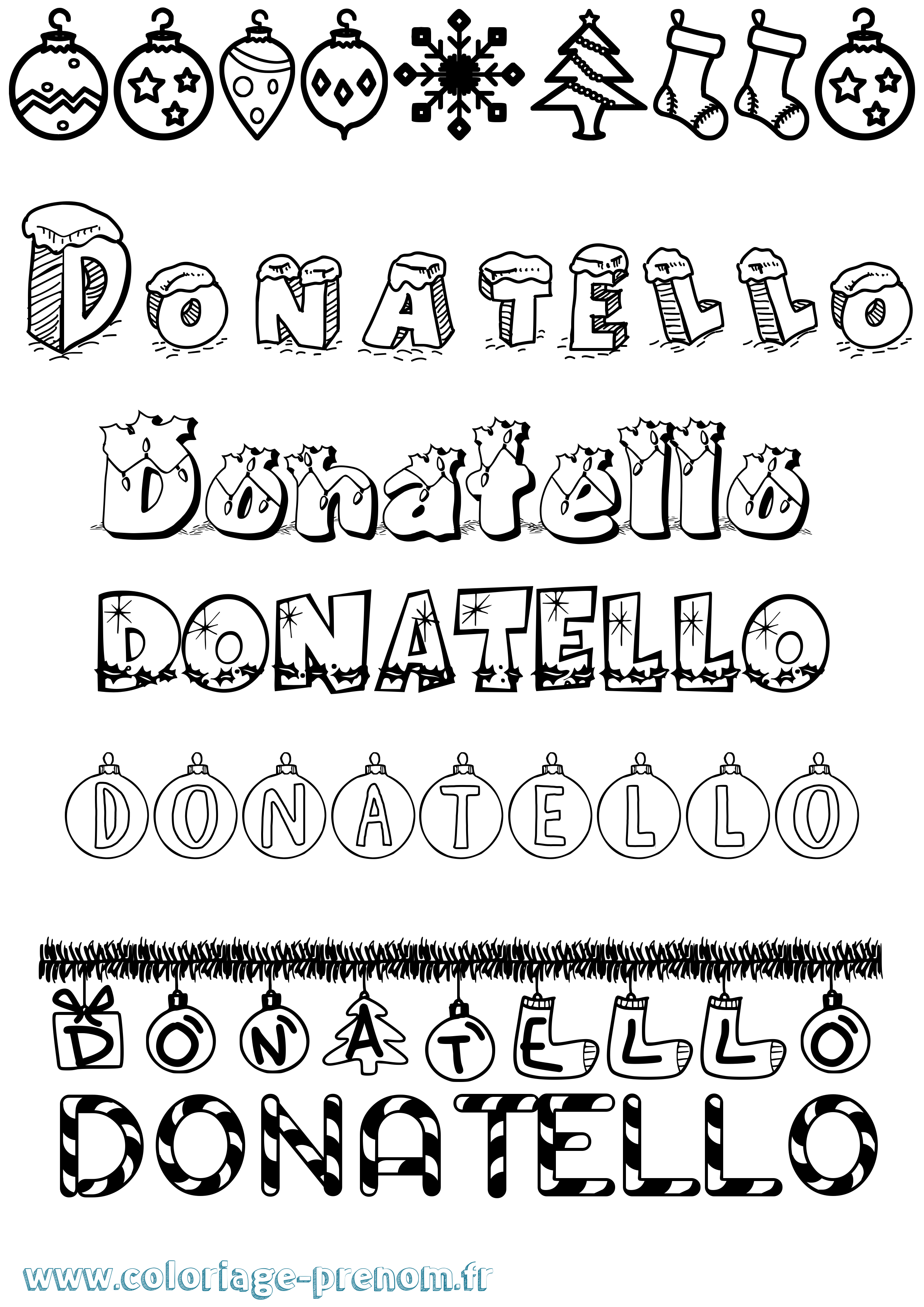 Coloriage prénom Donatello Noël