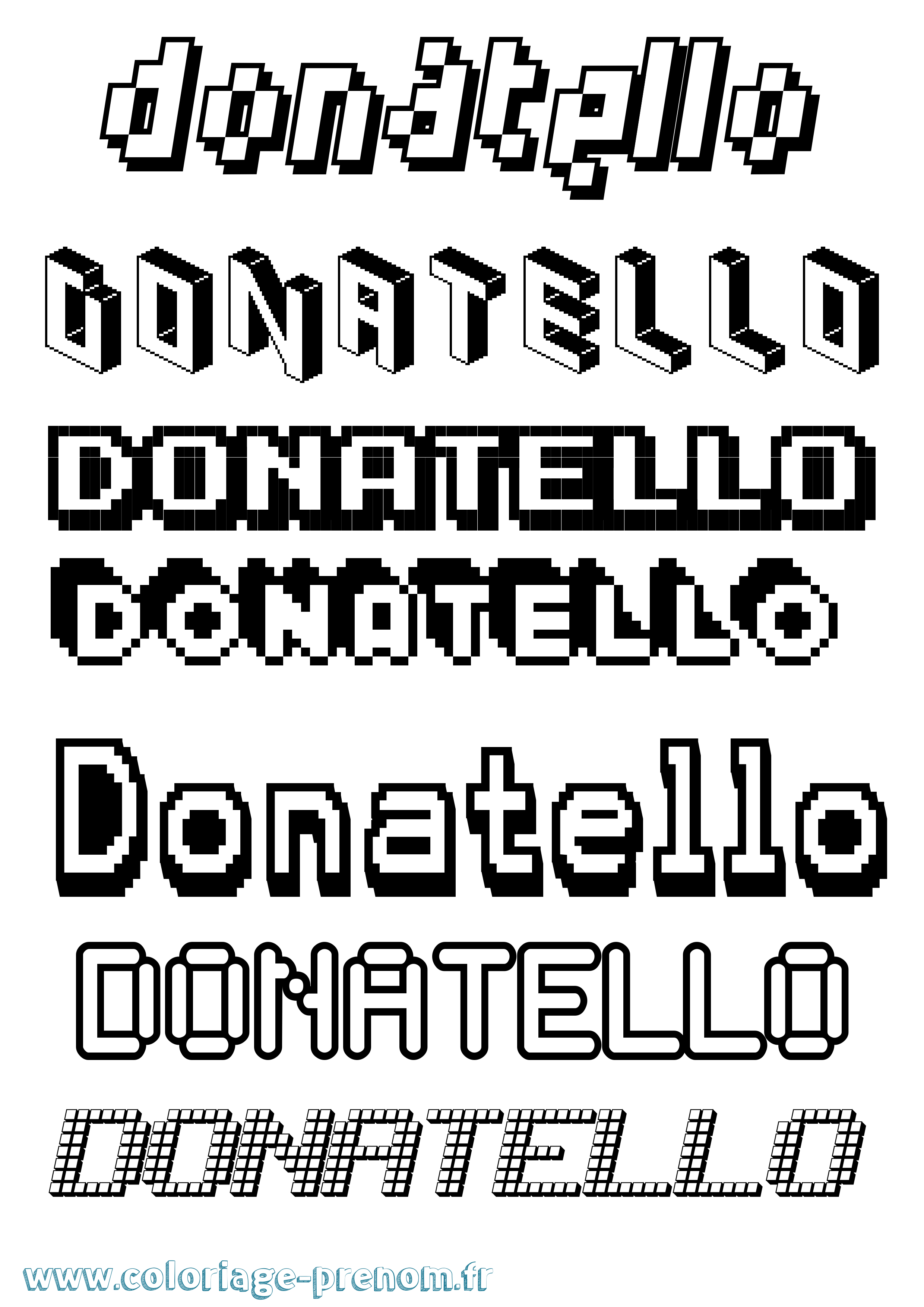 Coloriage prénom Donatello Pixel