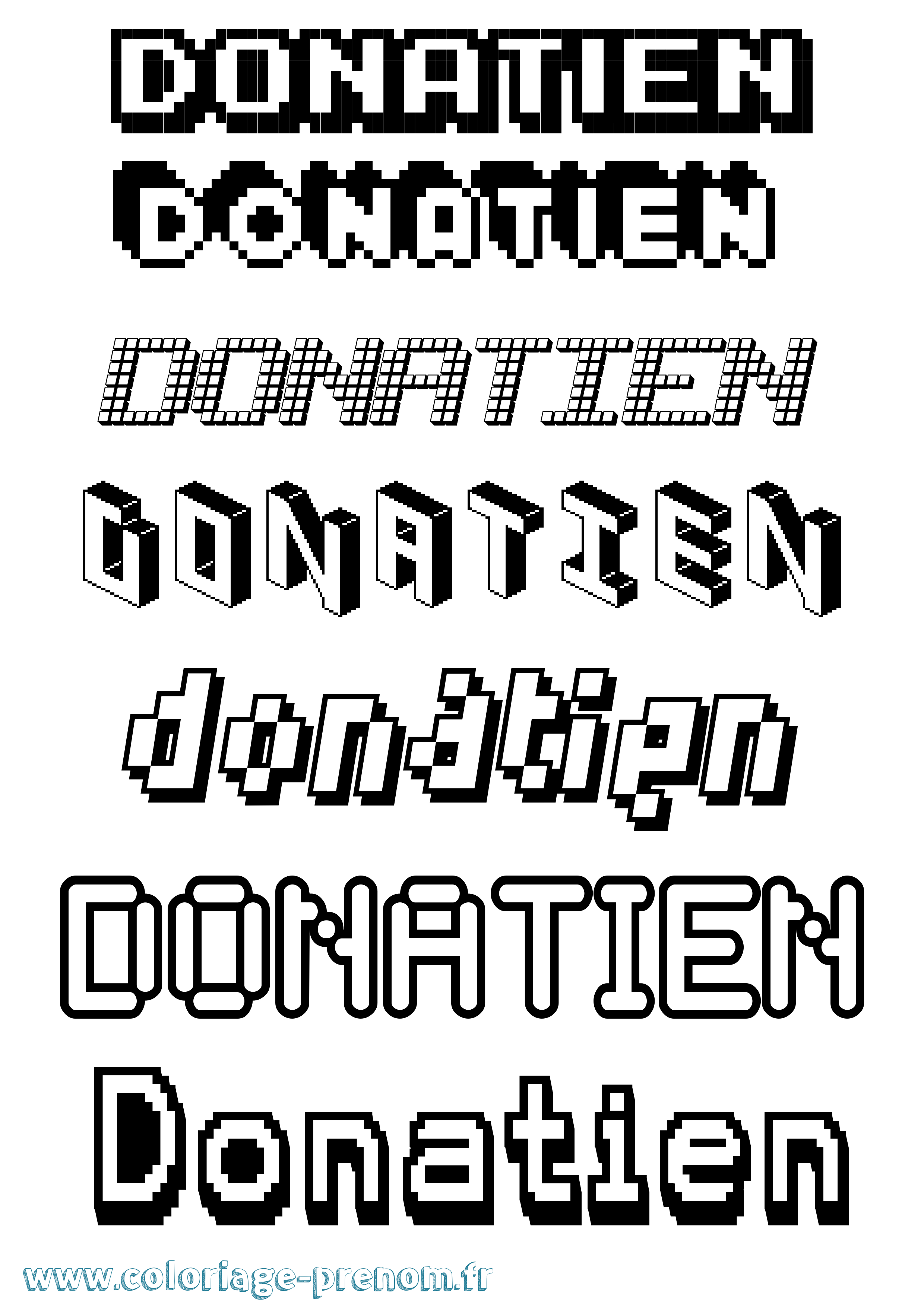Coloriage prénom Donatien Pixel