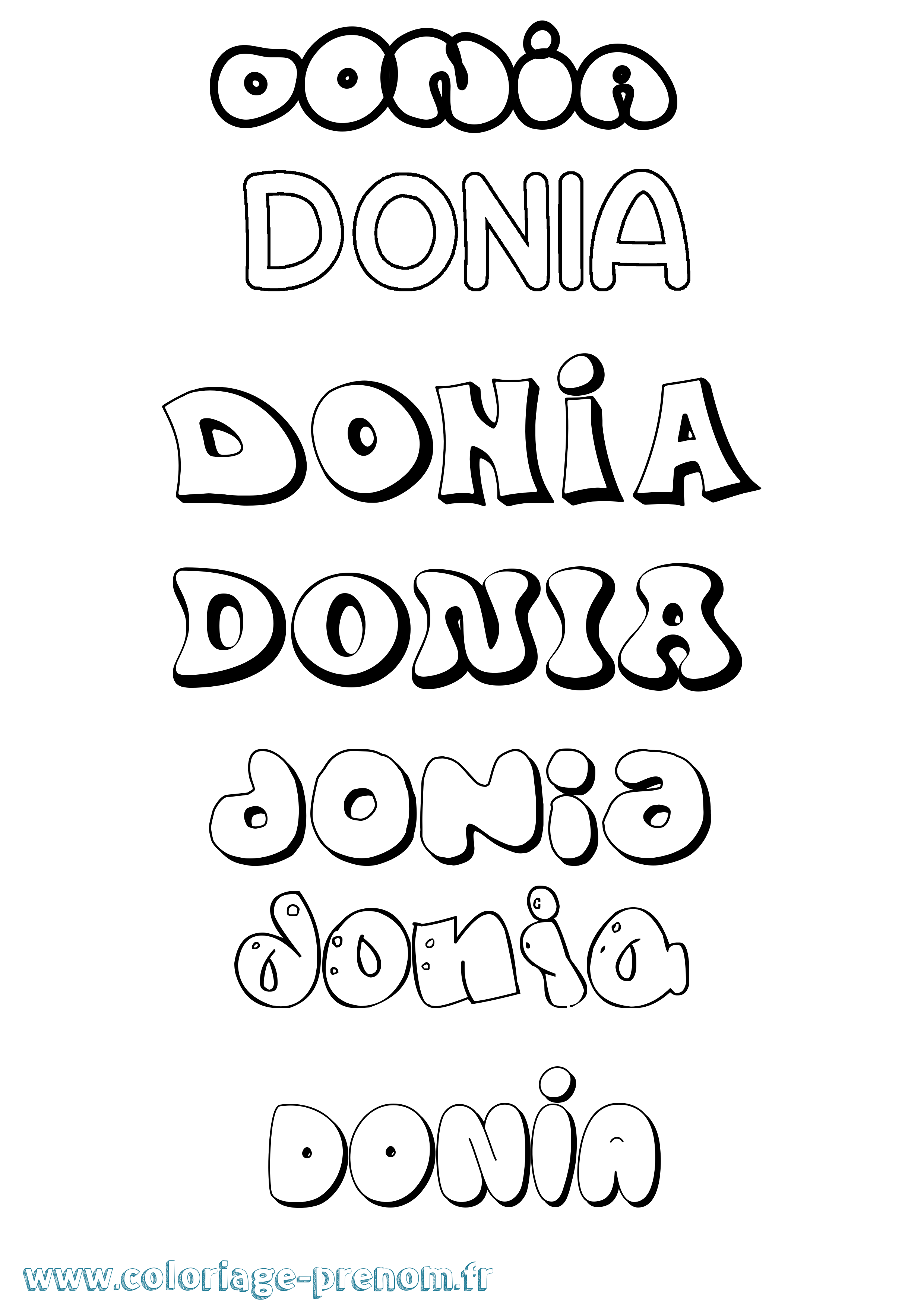 Coloriage prénom Donia Bubble