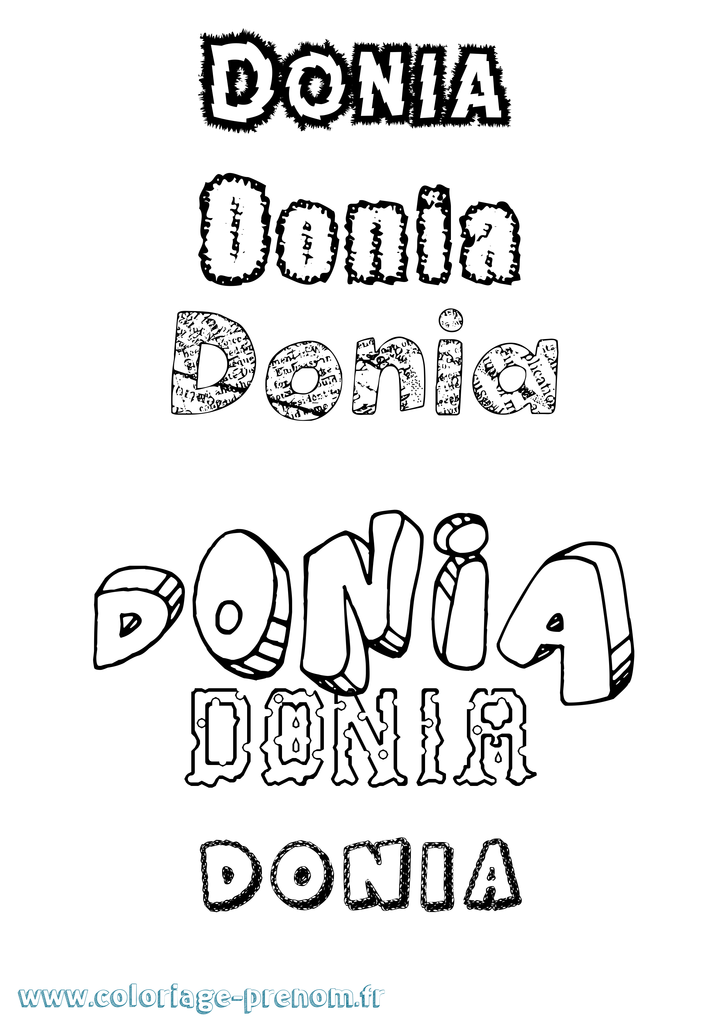 Coloriage prénom Donia Destructuré