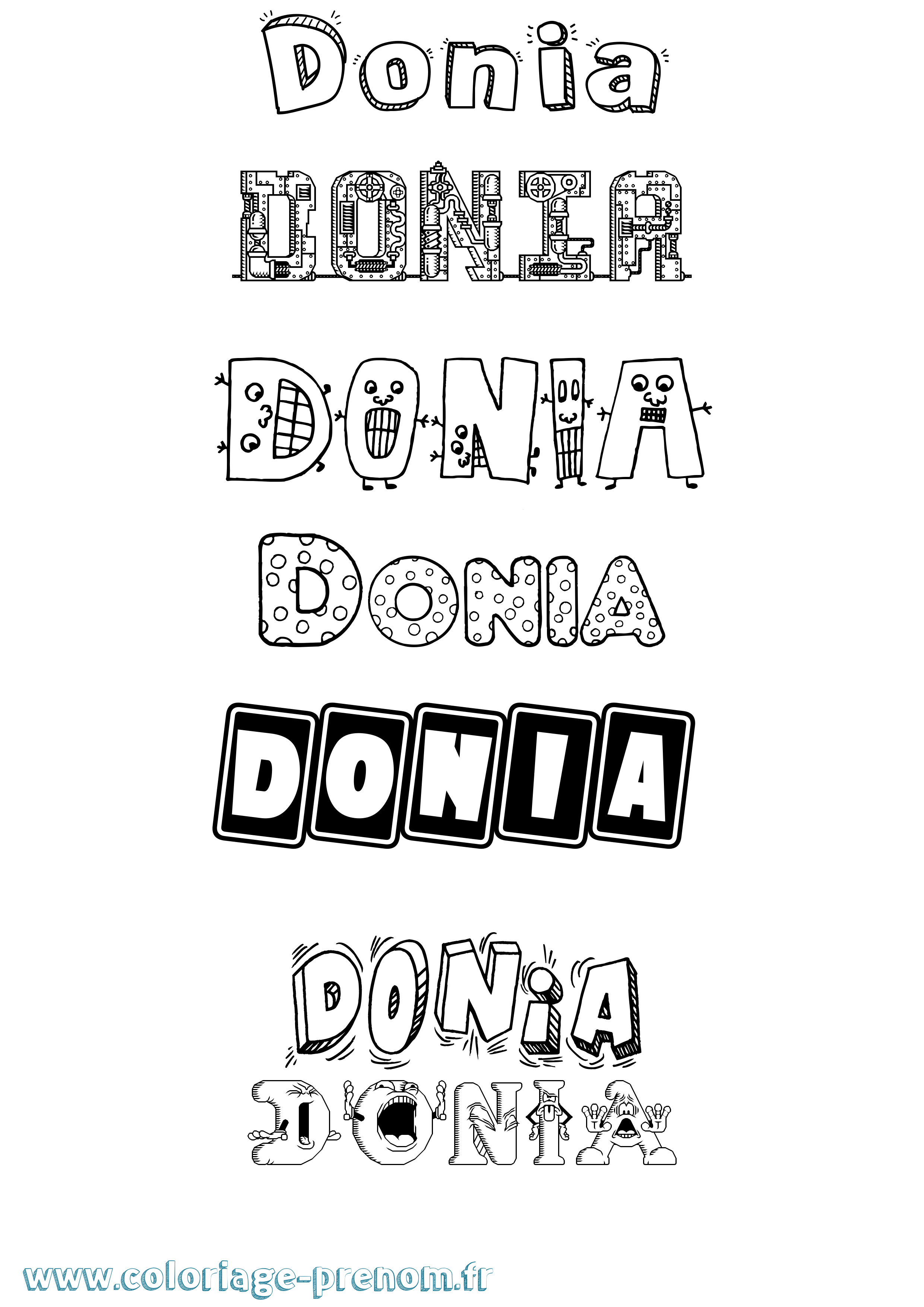 Coloriage prénom Donia Fun