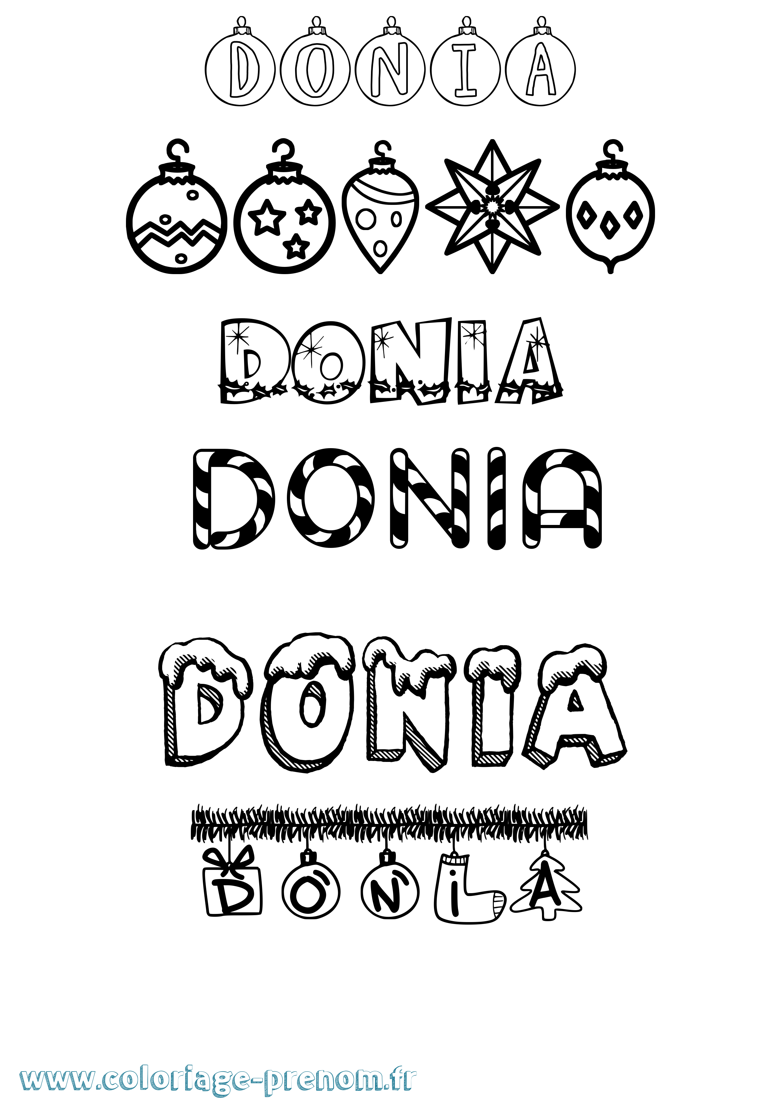 Coloriage prénom Donia Noël