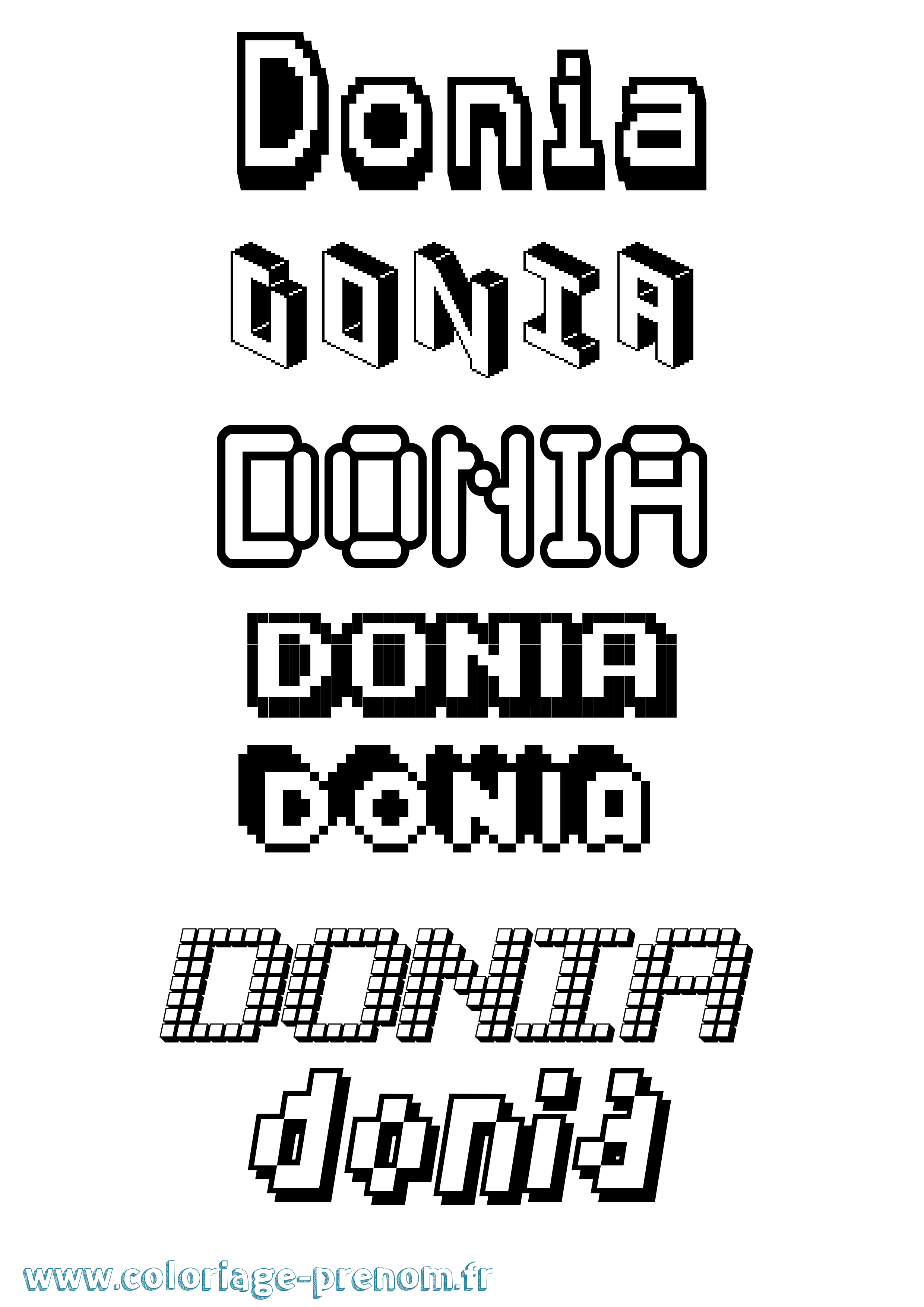 Coloriage prénom Donia Pixel