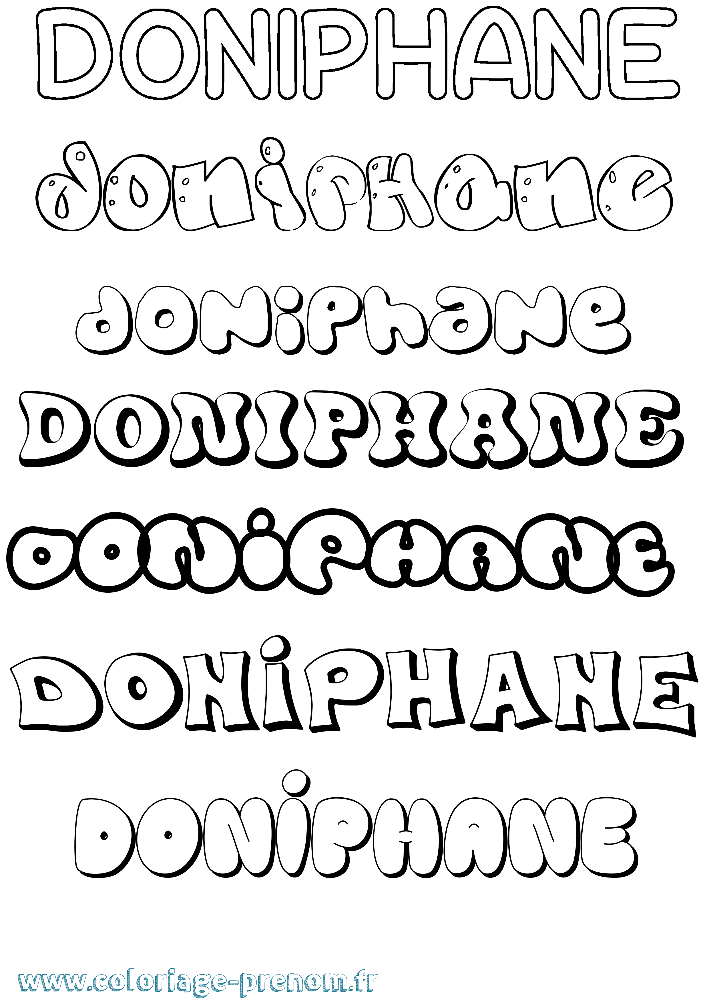 Coloriage prénom Doniphane Bubble