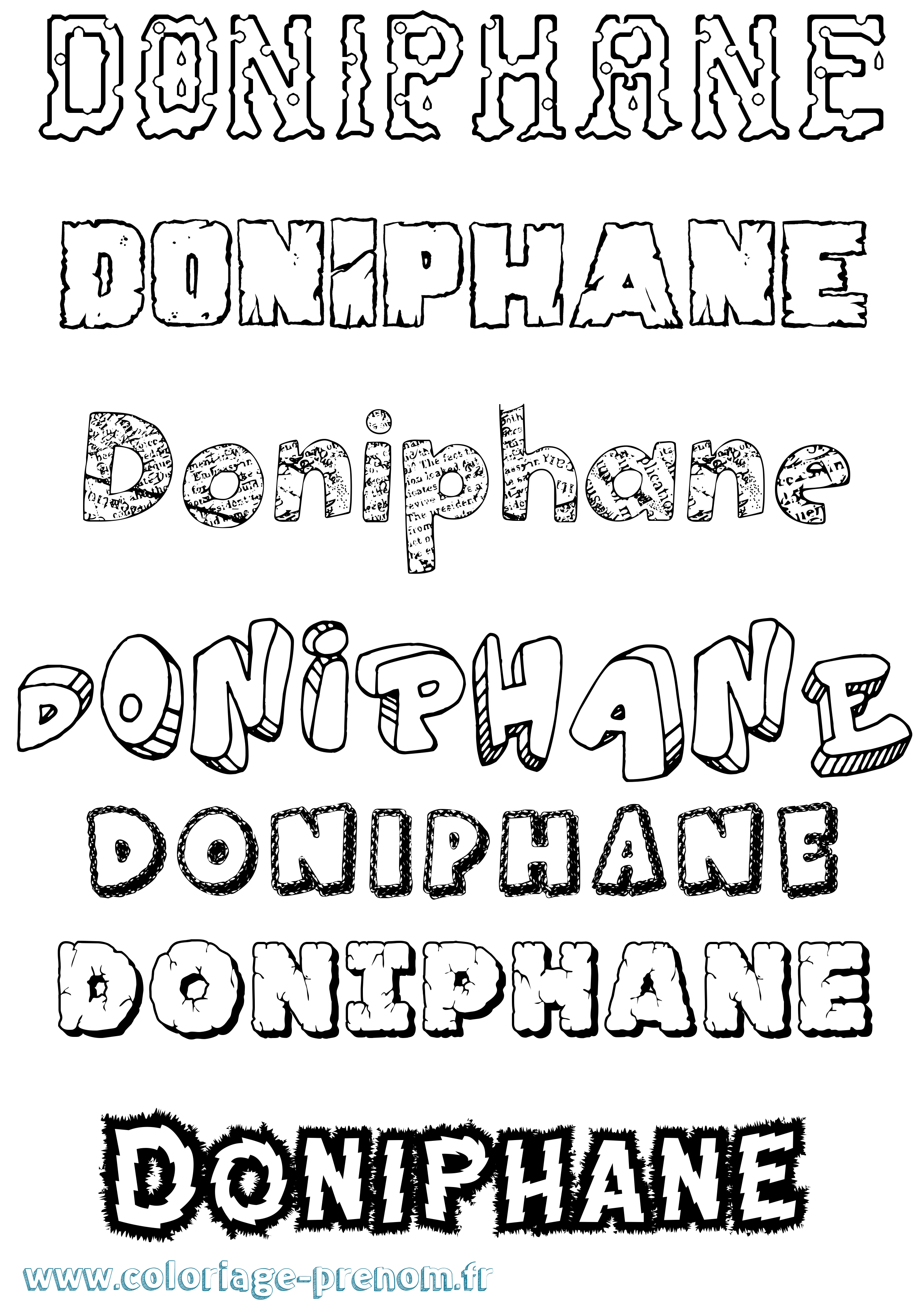 Coloriage prénom Doniphane Destructuré