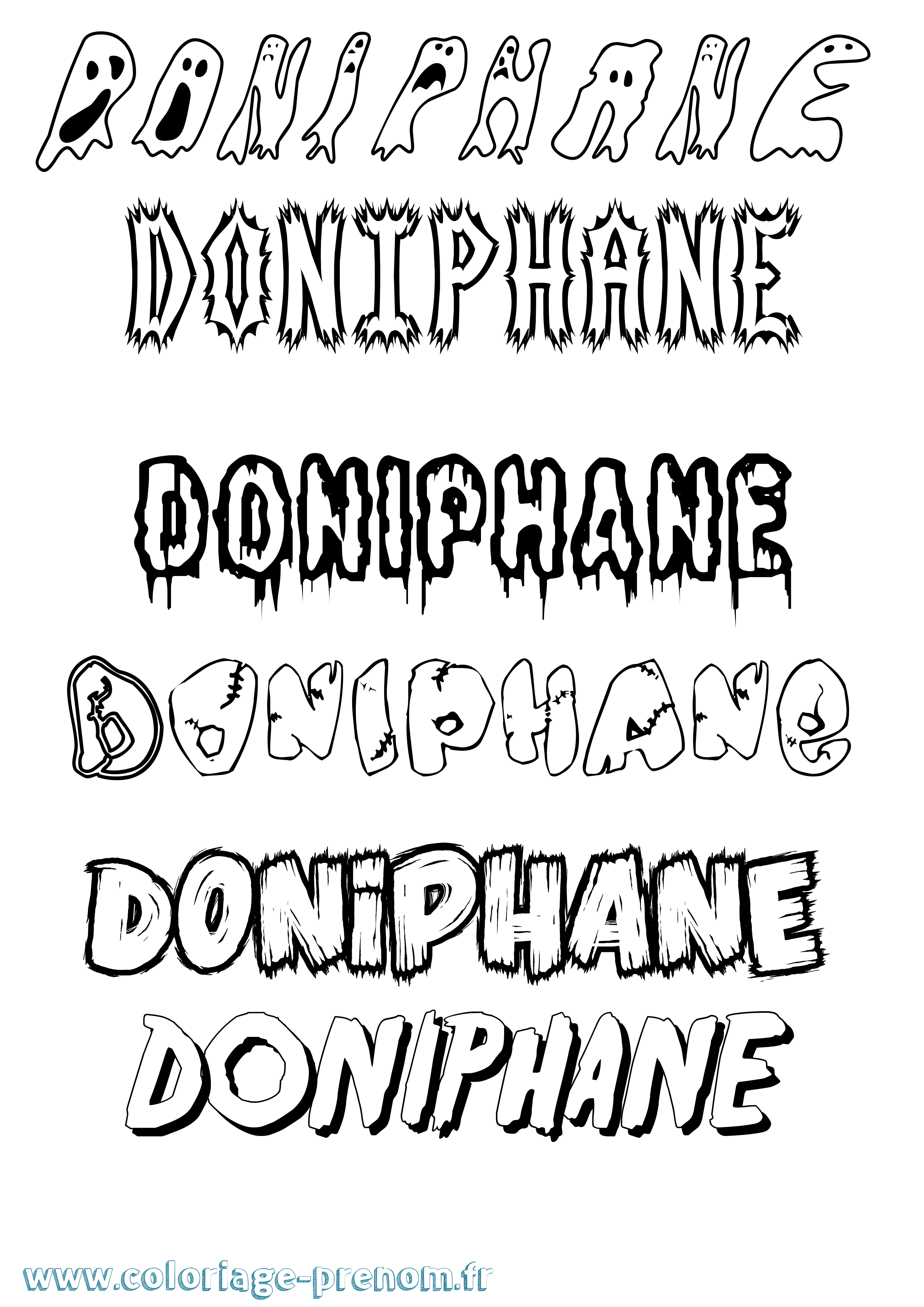 Coloriage prénom Doniphane Frisson