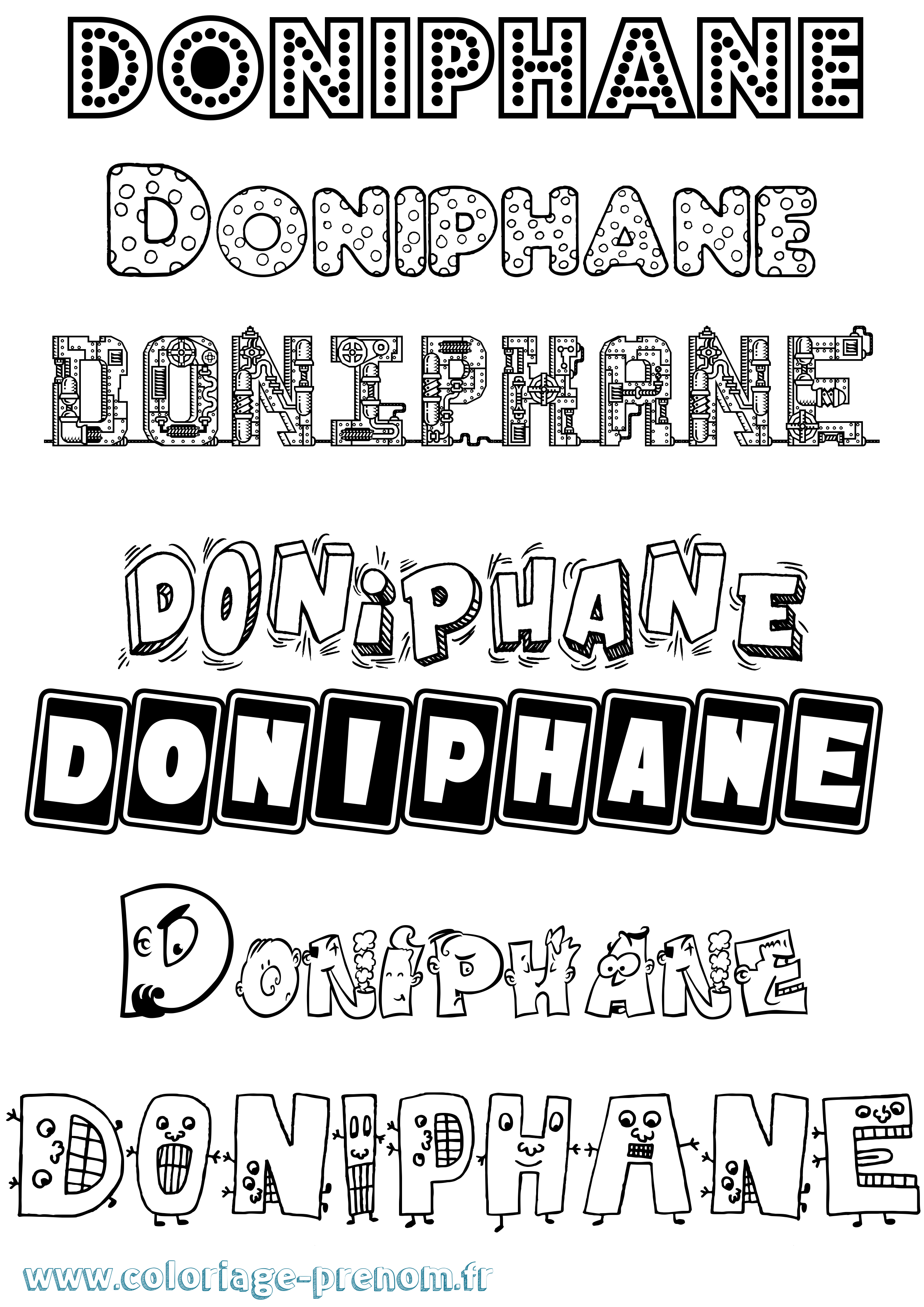 Coloriage prénom Doniphane Fun