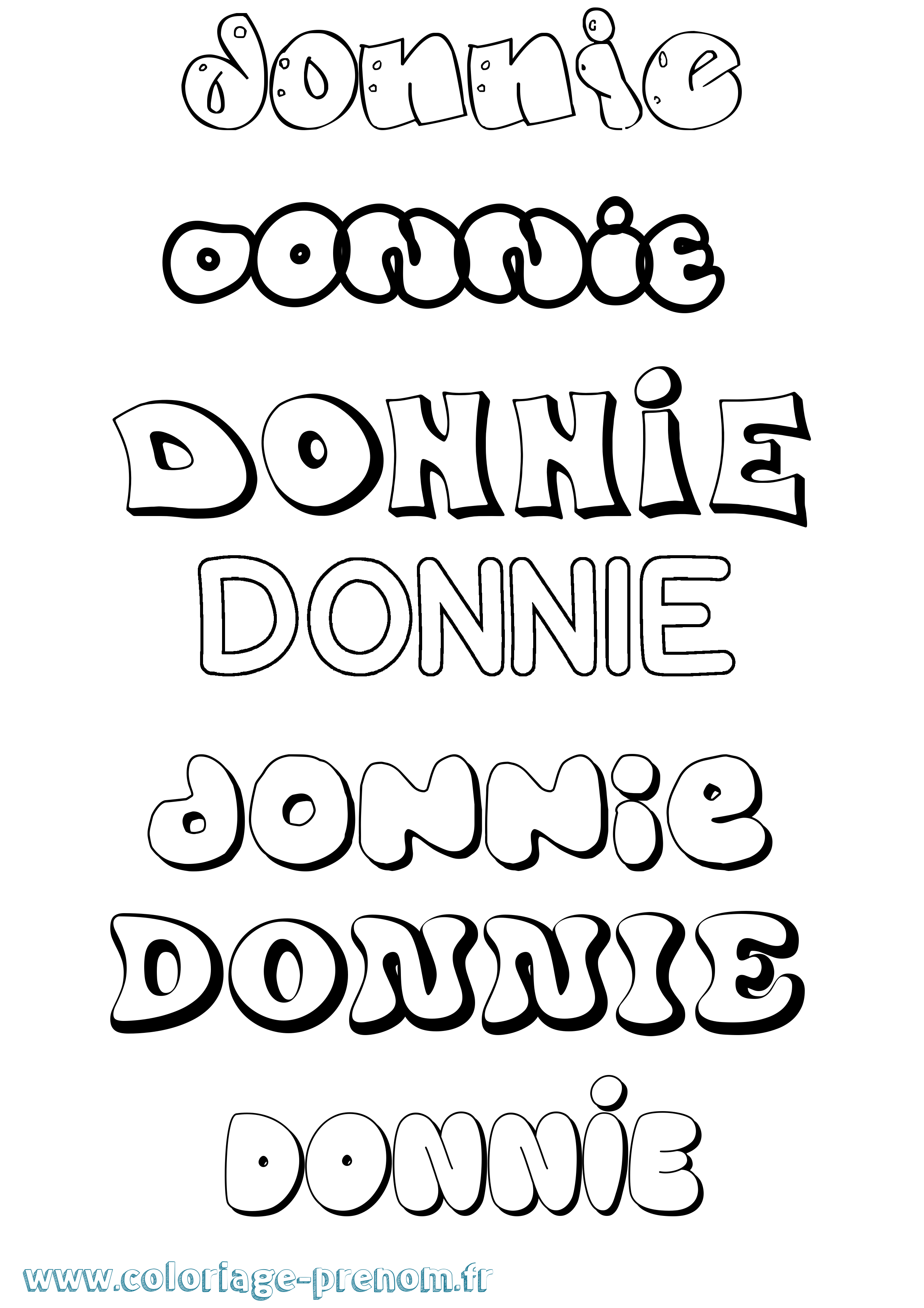 Coloriage prénom Donnie Bubble