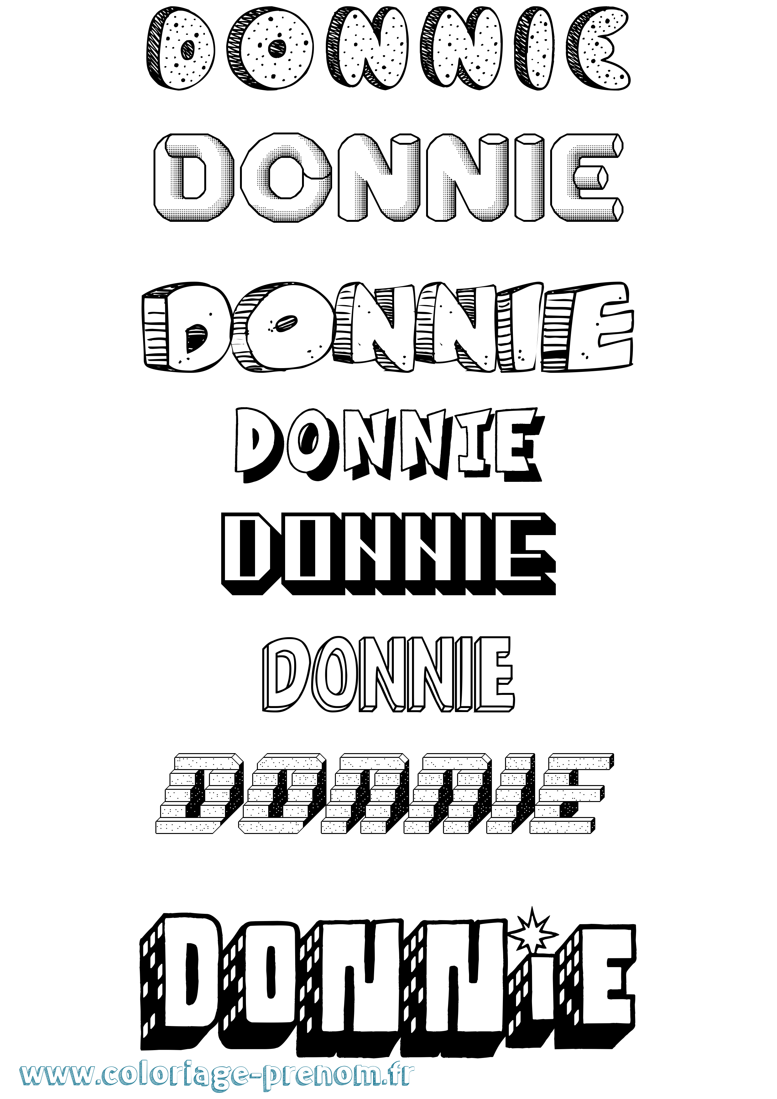 Coloriage prénom Donnie Effet 3D