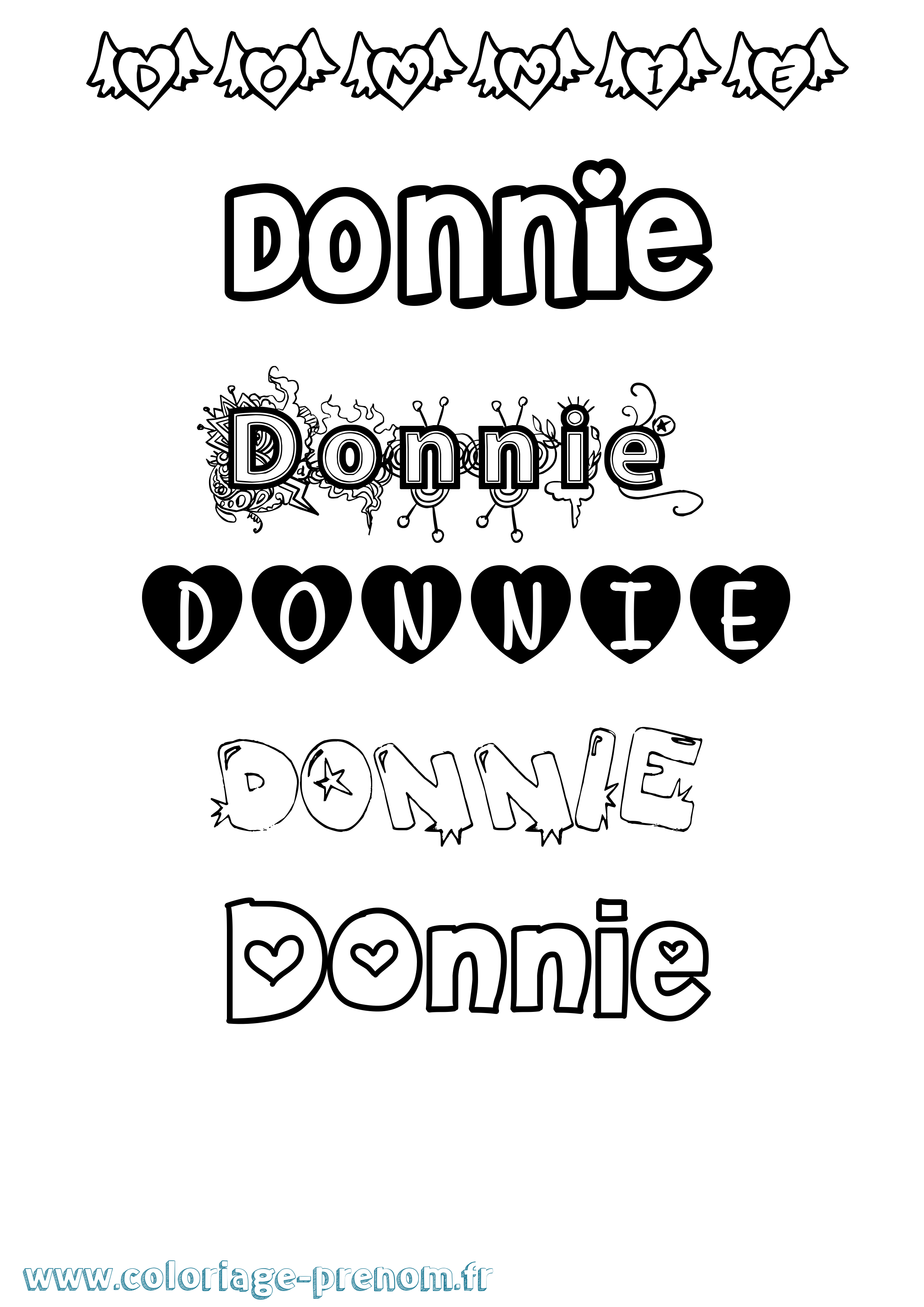 Coloriage prénom Donnie Girly