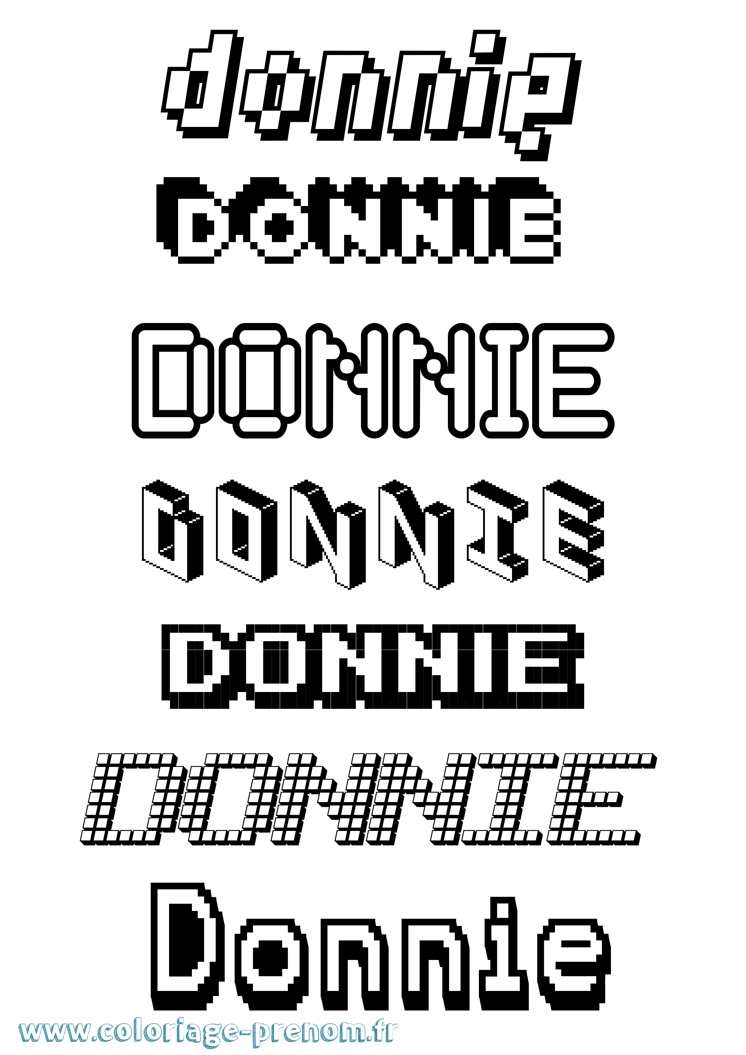 Coloriage prénom Donnie Pixel