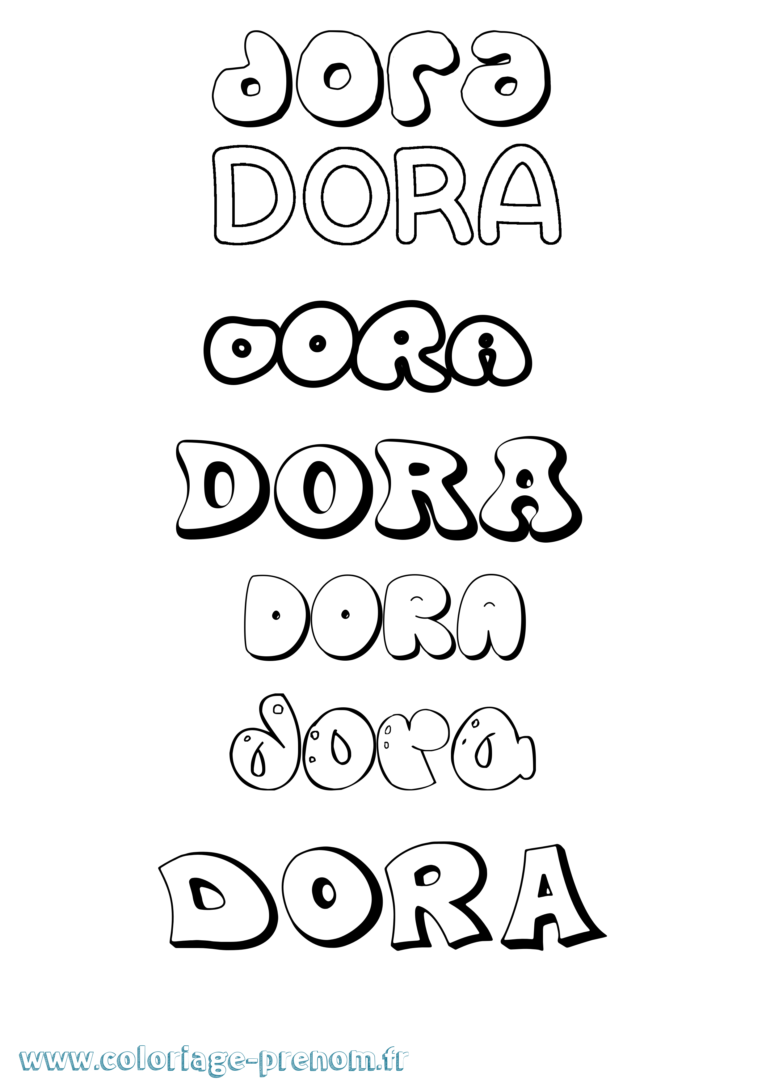 Coloriage Dora Bubble Coloriage prénom Dora Bubble