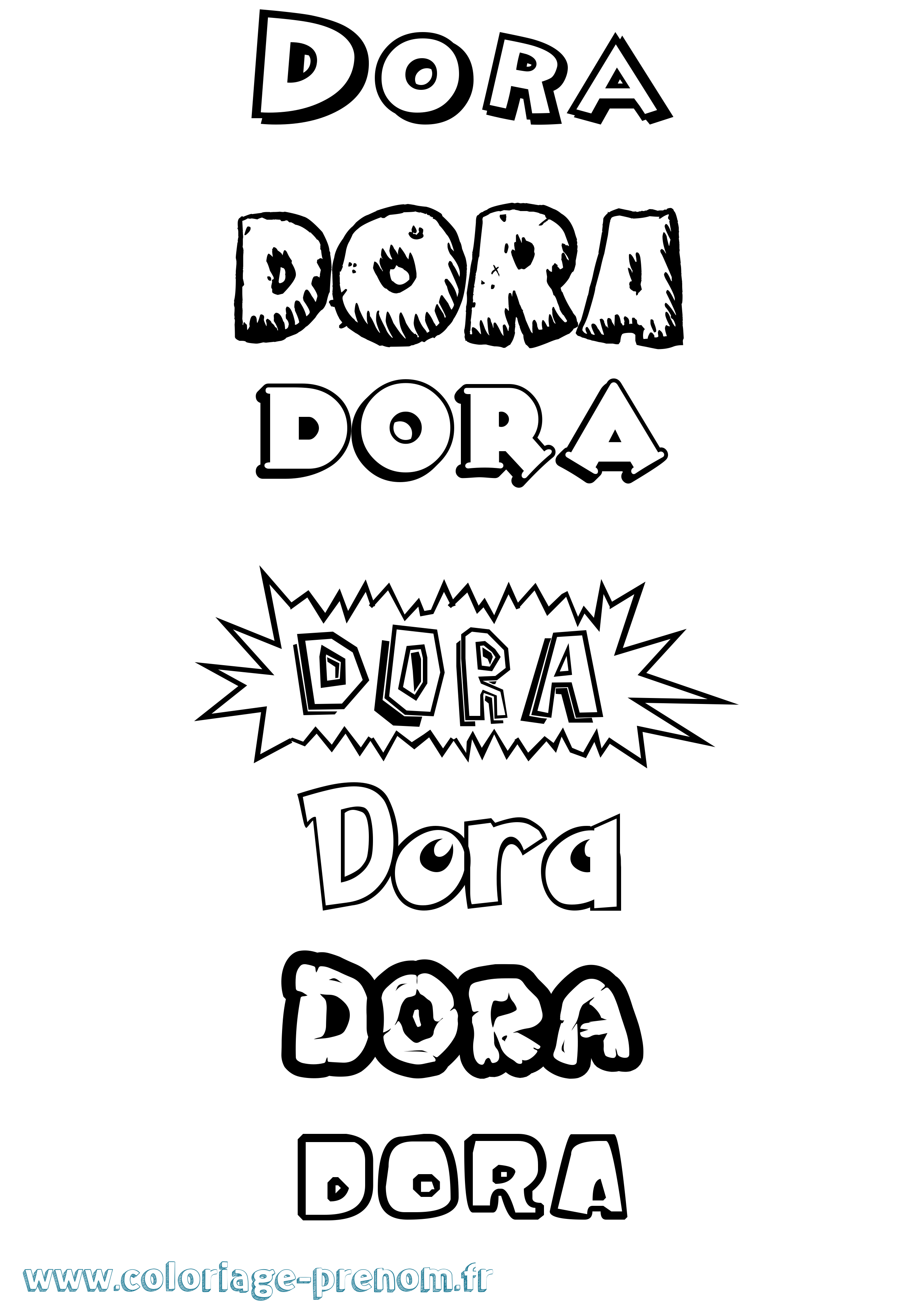 Coloriage Dora Dessin Animé Coloriage prénom Dora Dessin Animé