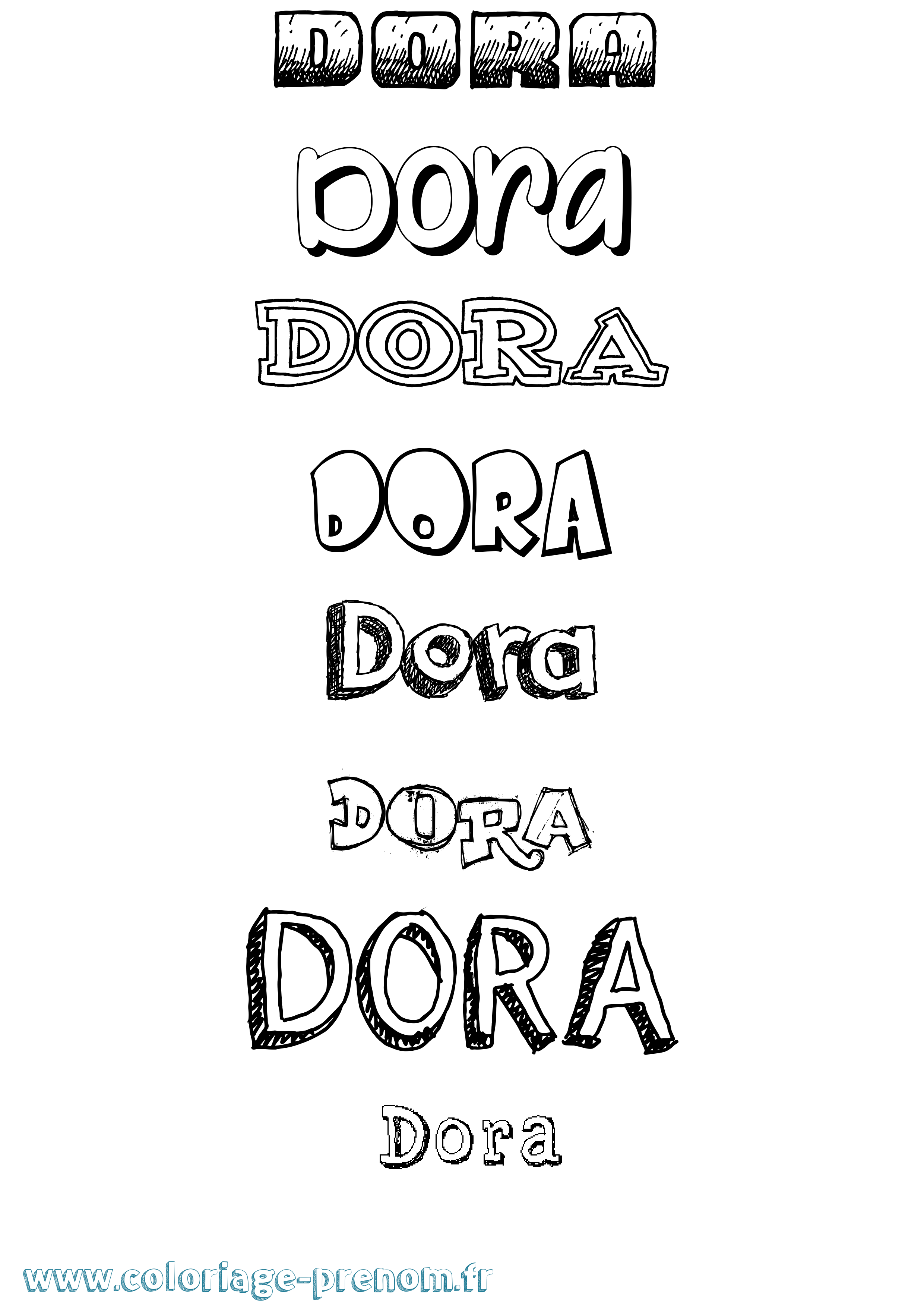 Coloriage Dora Dessiné Coloriage prénom Dora Dessiné