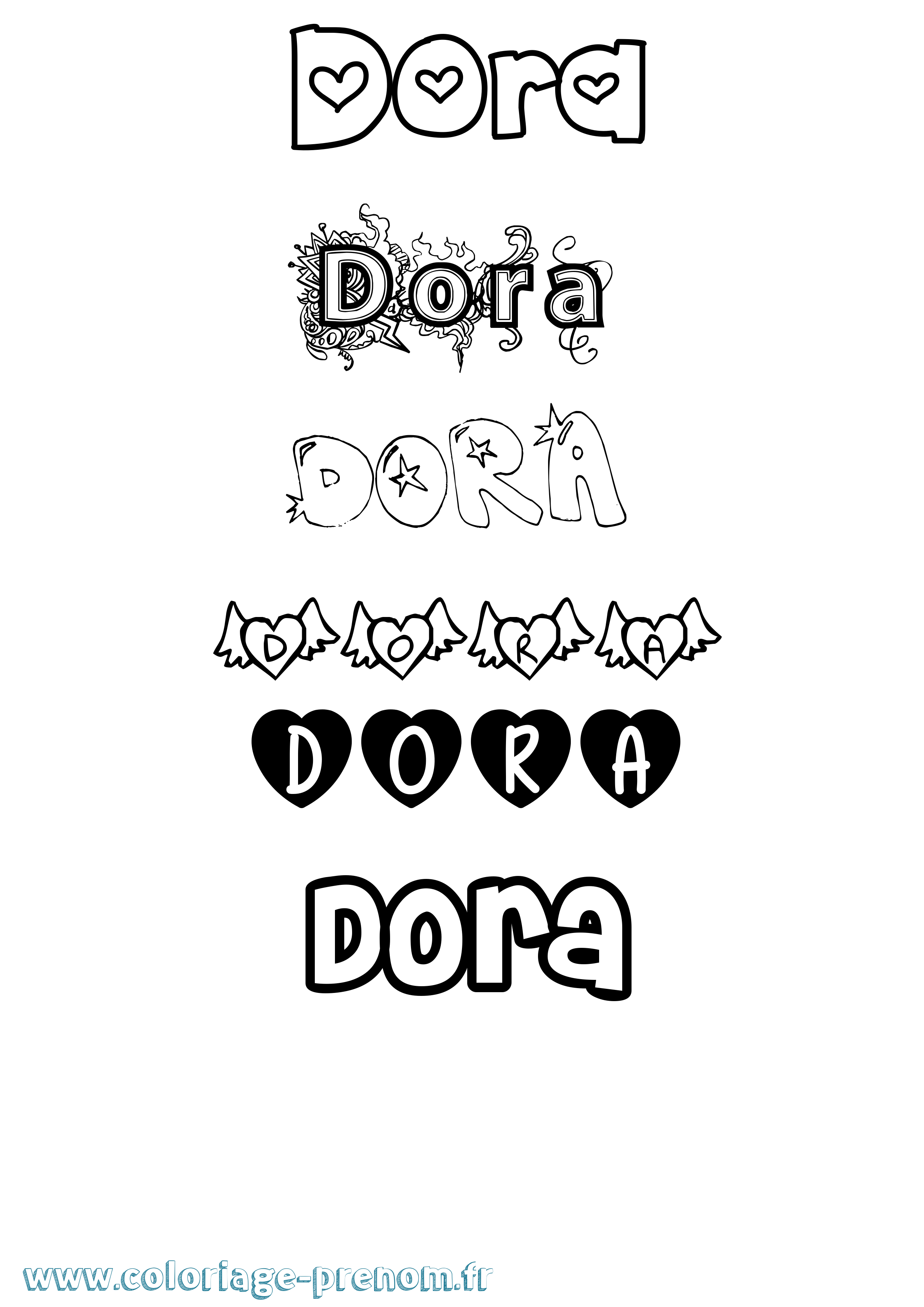 Coloriage Dora Girly Coloriage prénom Dora Girly