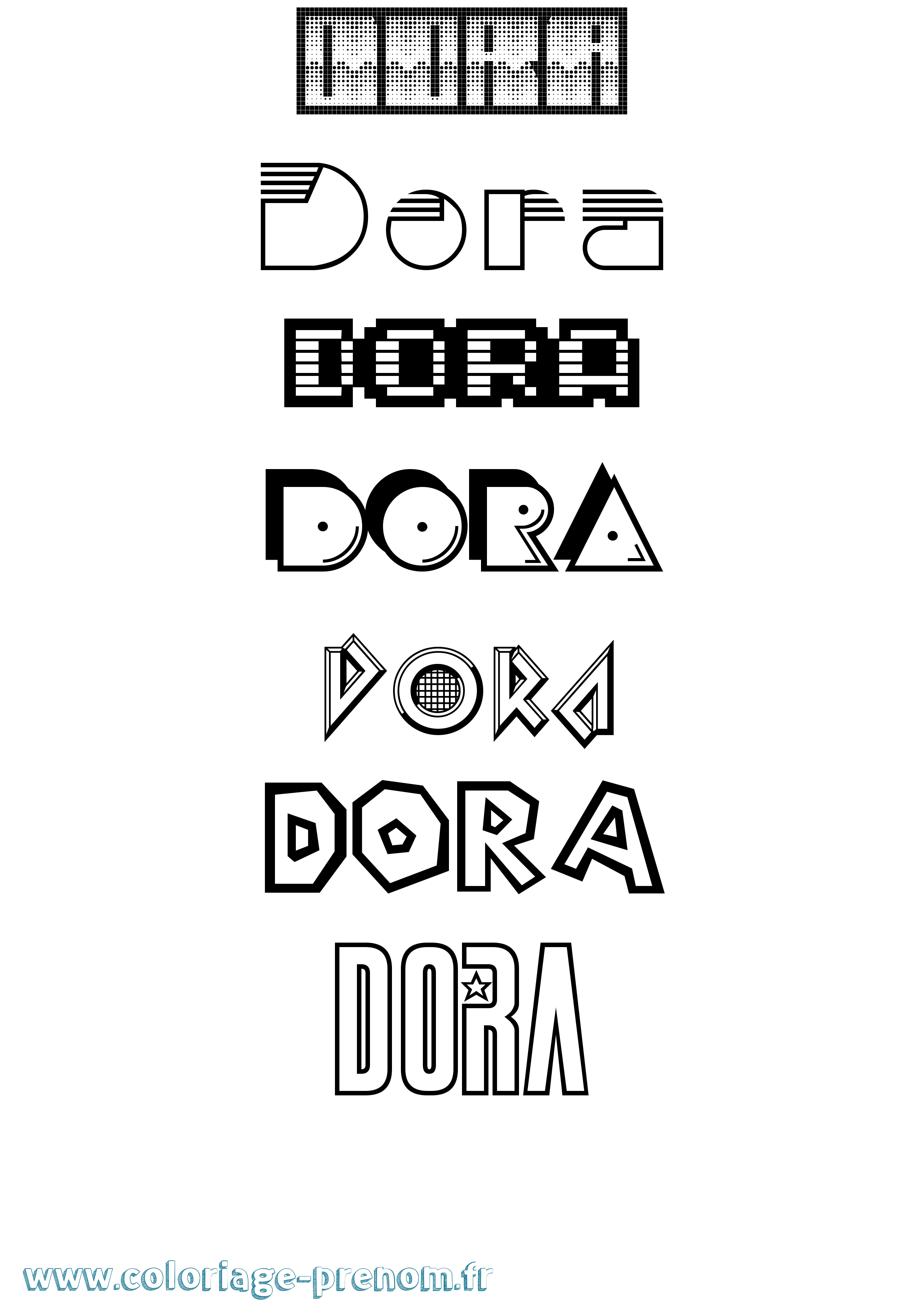 Coloriage prénom Dora Jeux Vidéos
