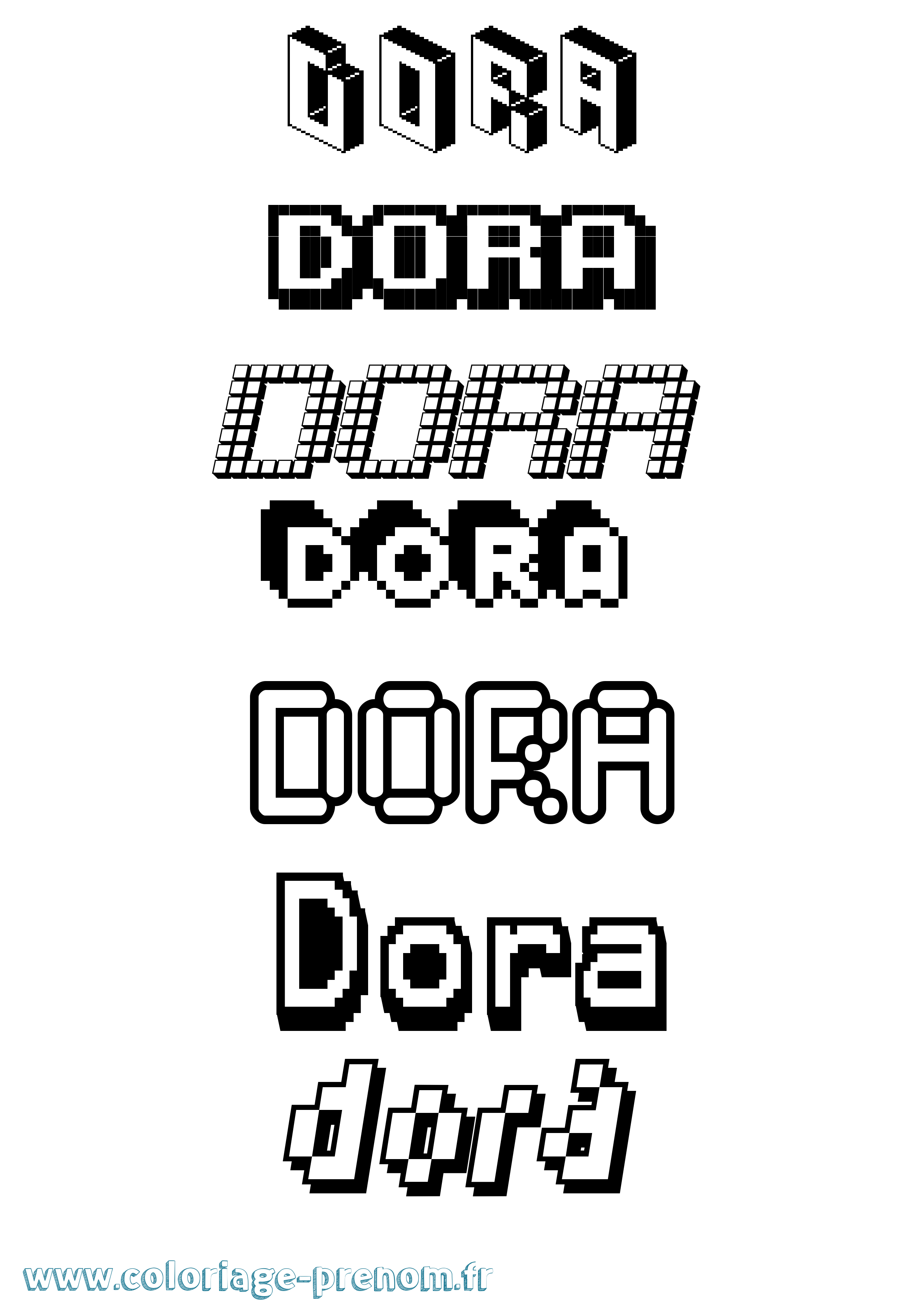Coloriage Dora Pixel Coloriage prénom Dora Pixel