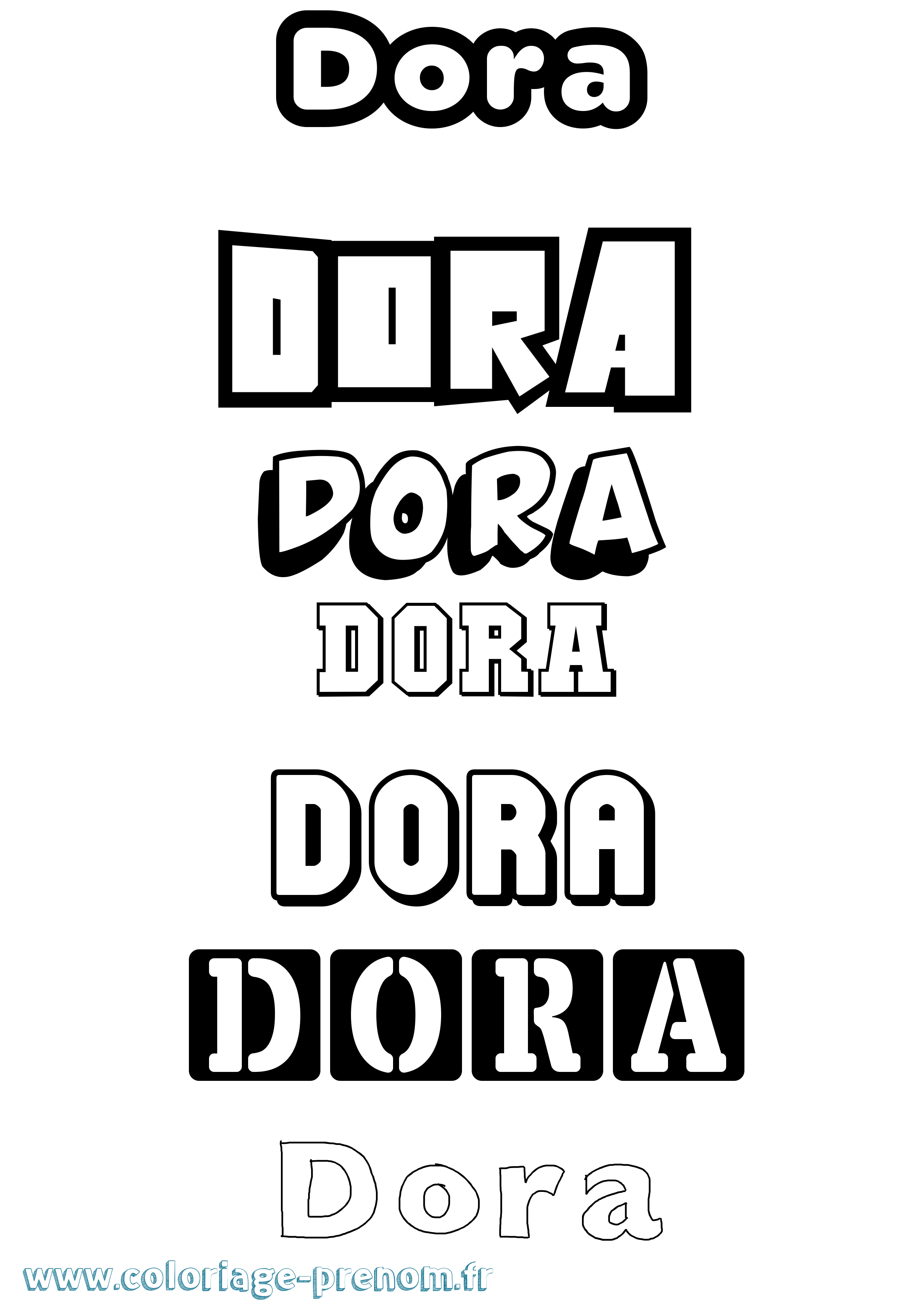 Coloriage prénom Dora Simple
