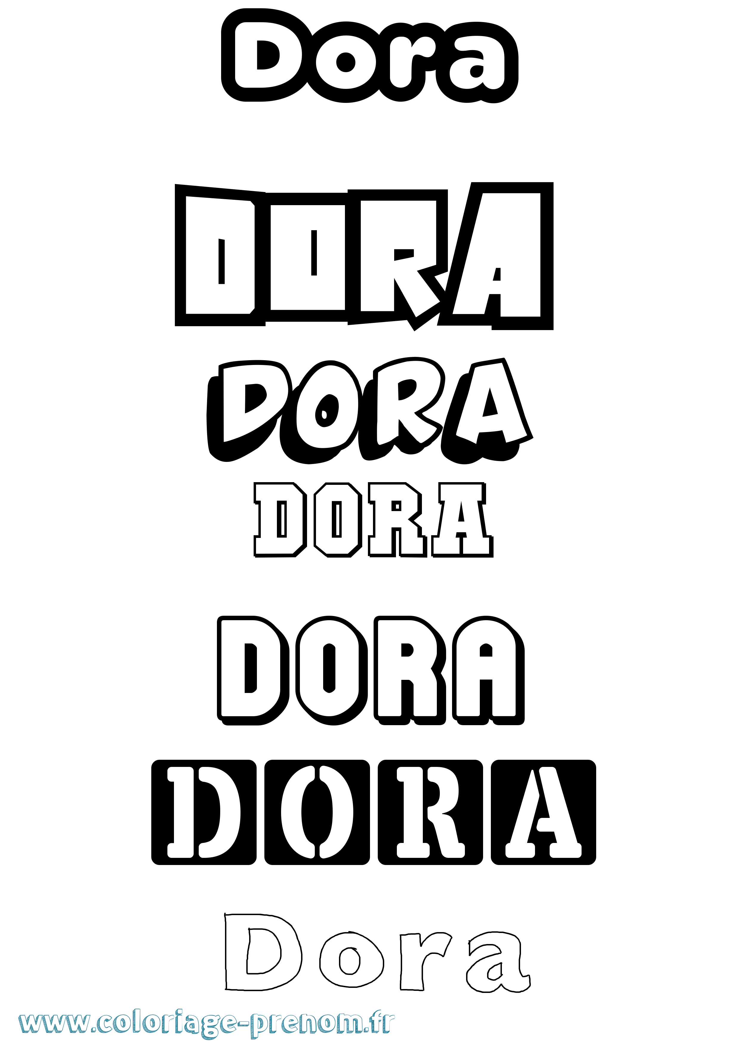 Coloriage Dora Simple Coloriage prénom Dora Simple