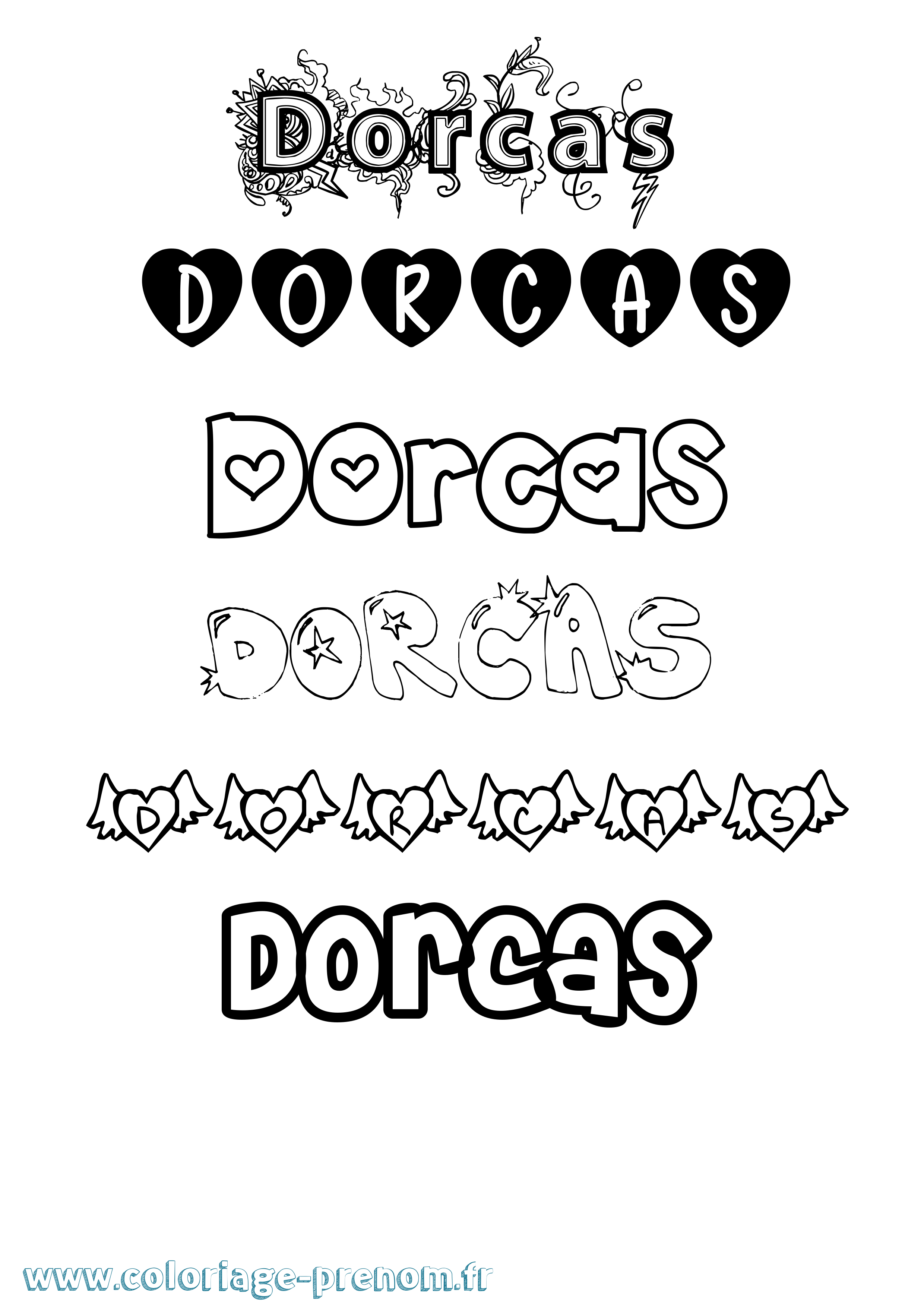 Coloriage prénom Dorcas Girly