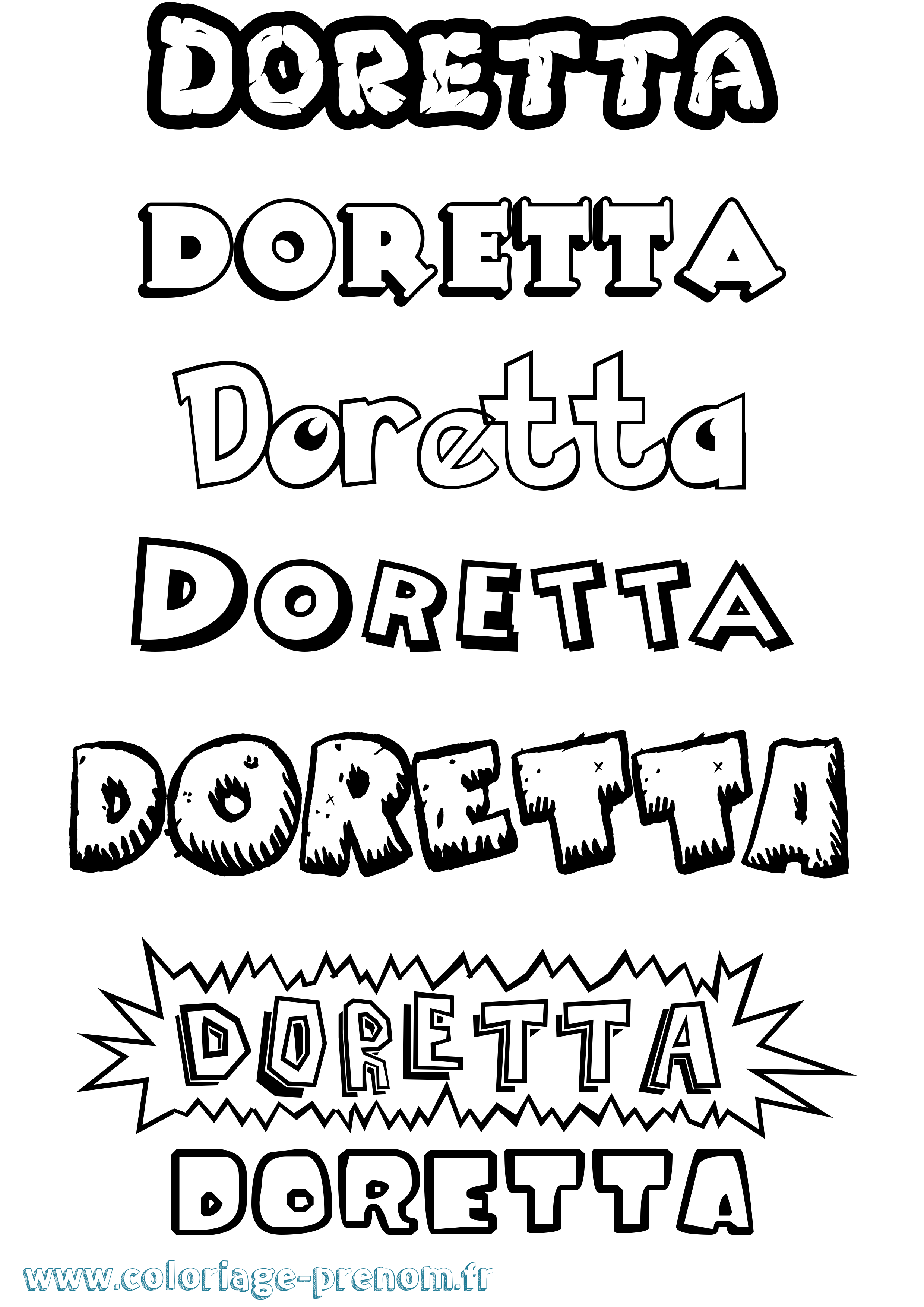 Coloriage prénom Doretta Dessin Animé