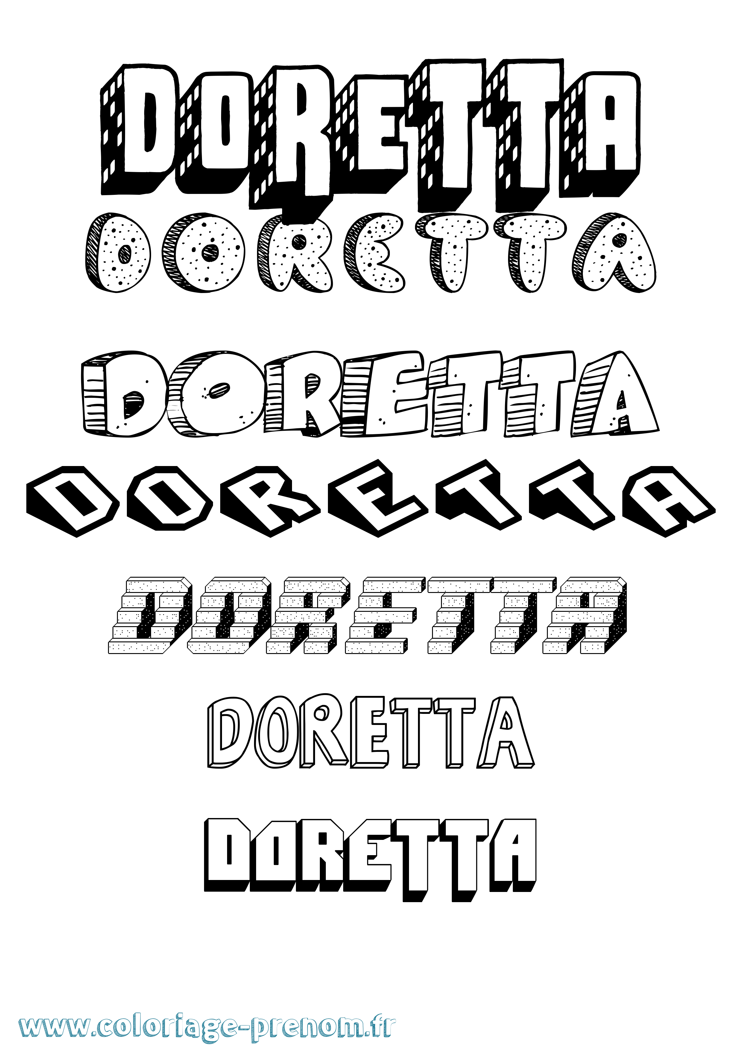 Coloriage prénom Doretta Effet 3D
