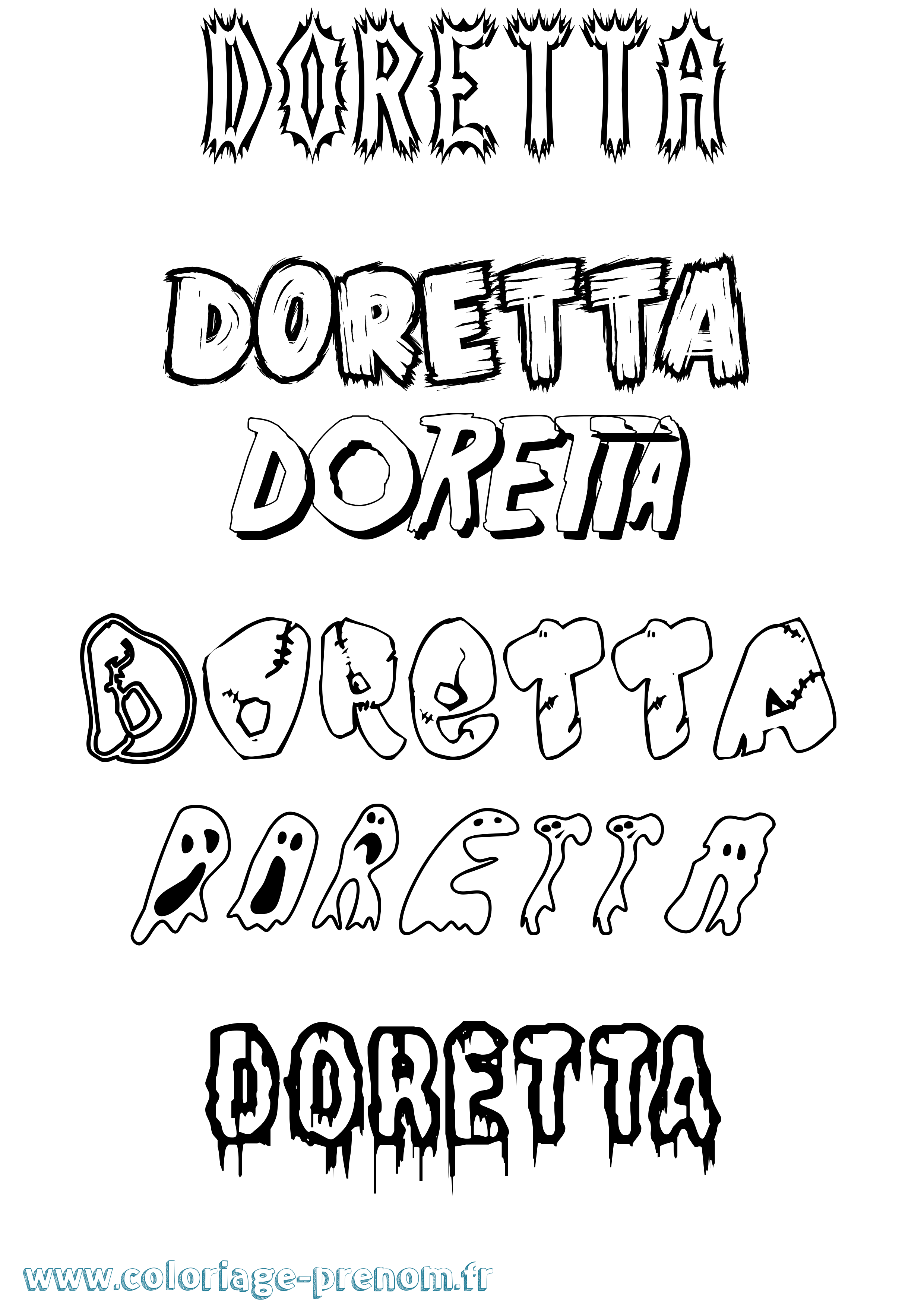 Coloriage prénom Doretta Frisson