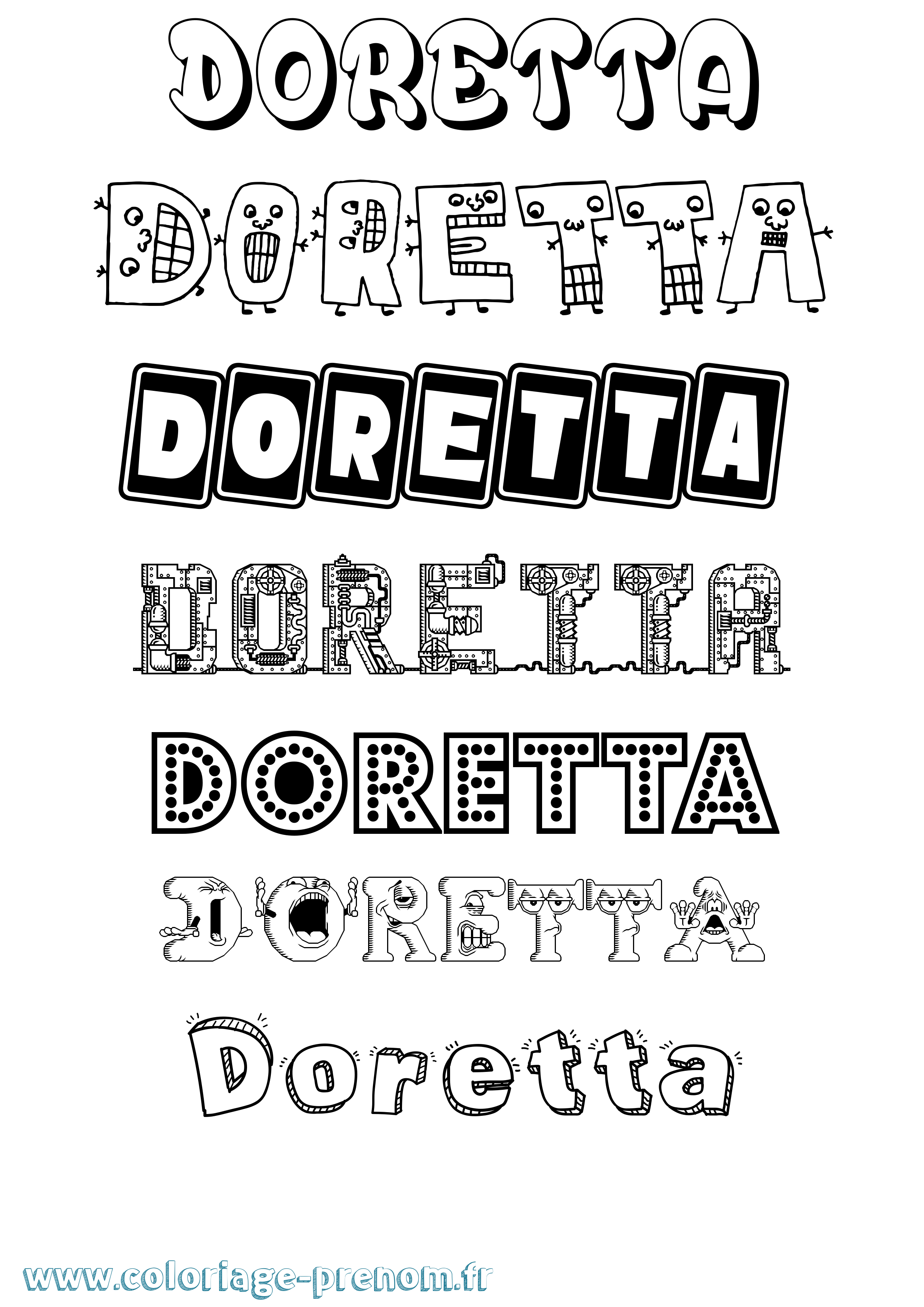 Coloriage prénom Doretta Fun