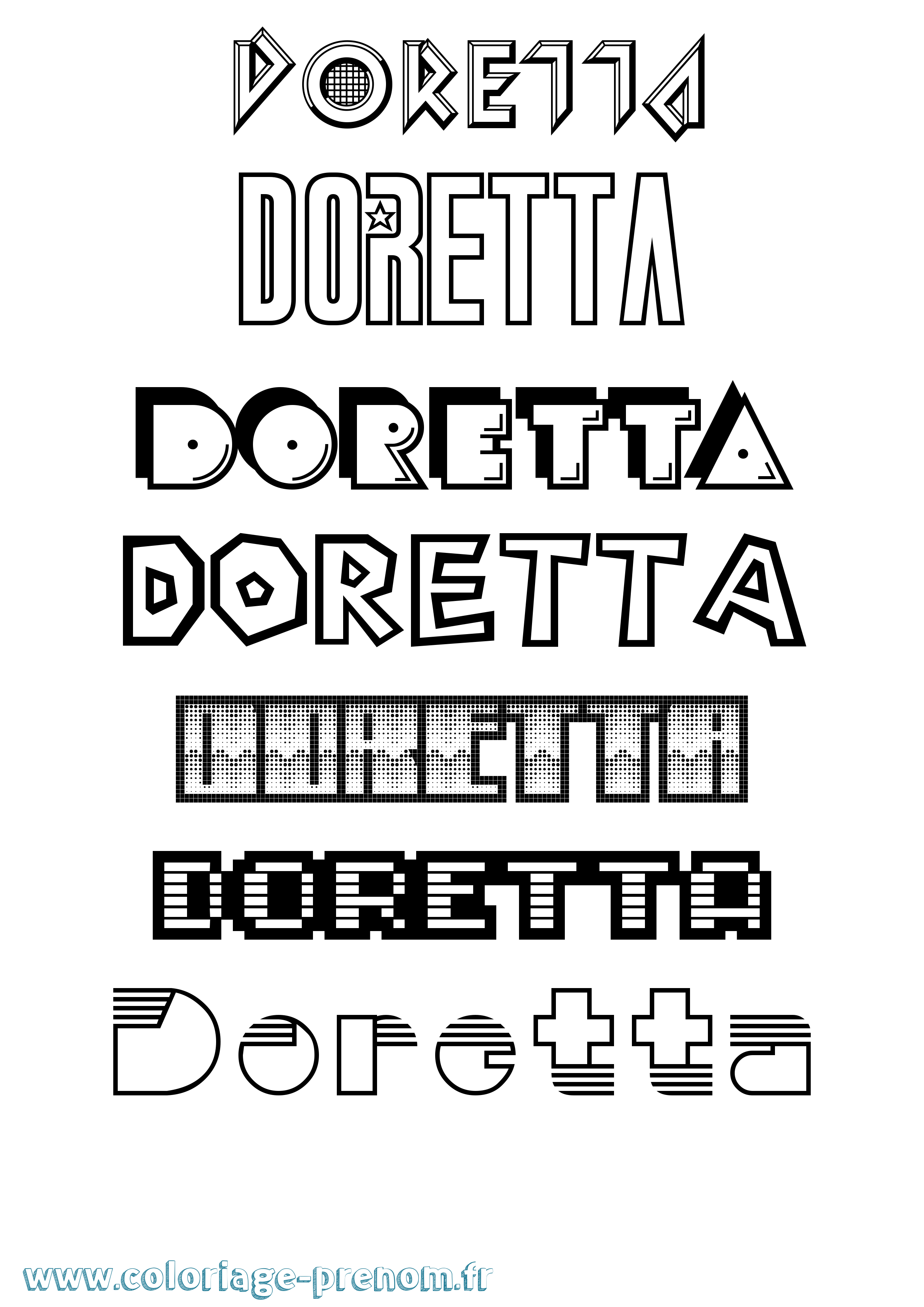 Coloriage prénom Doretta Jeux Vidéos