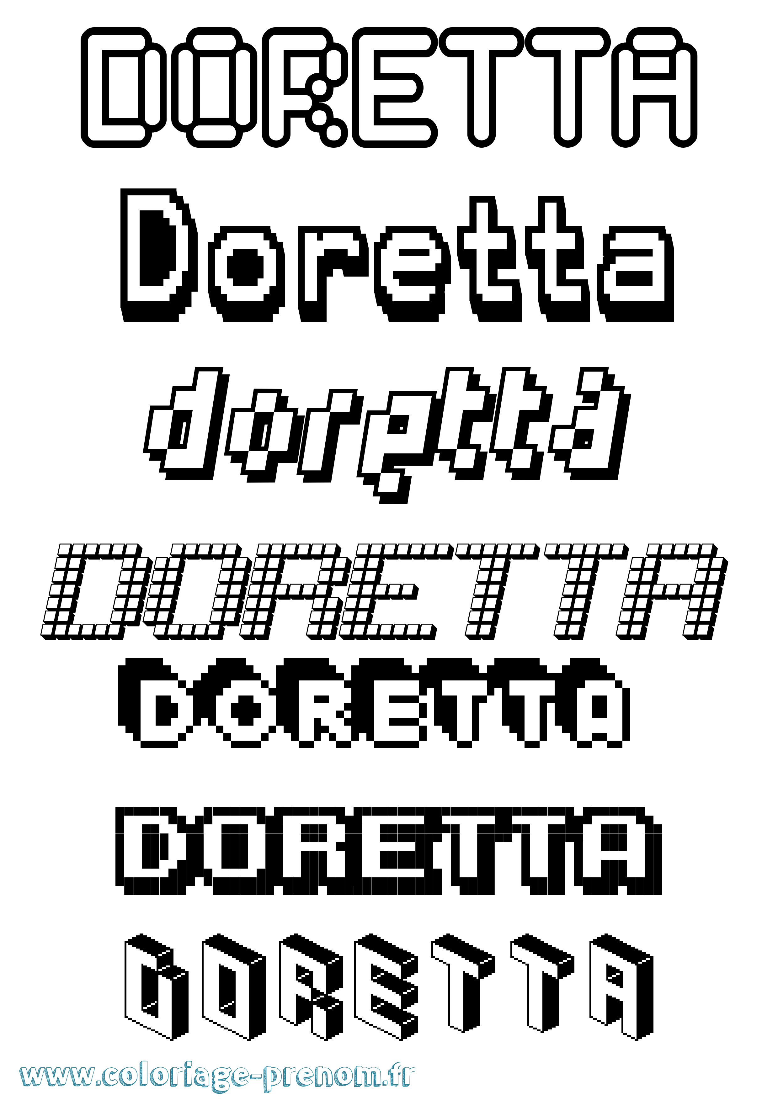 Coloriage prénom Doretta Pixel