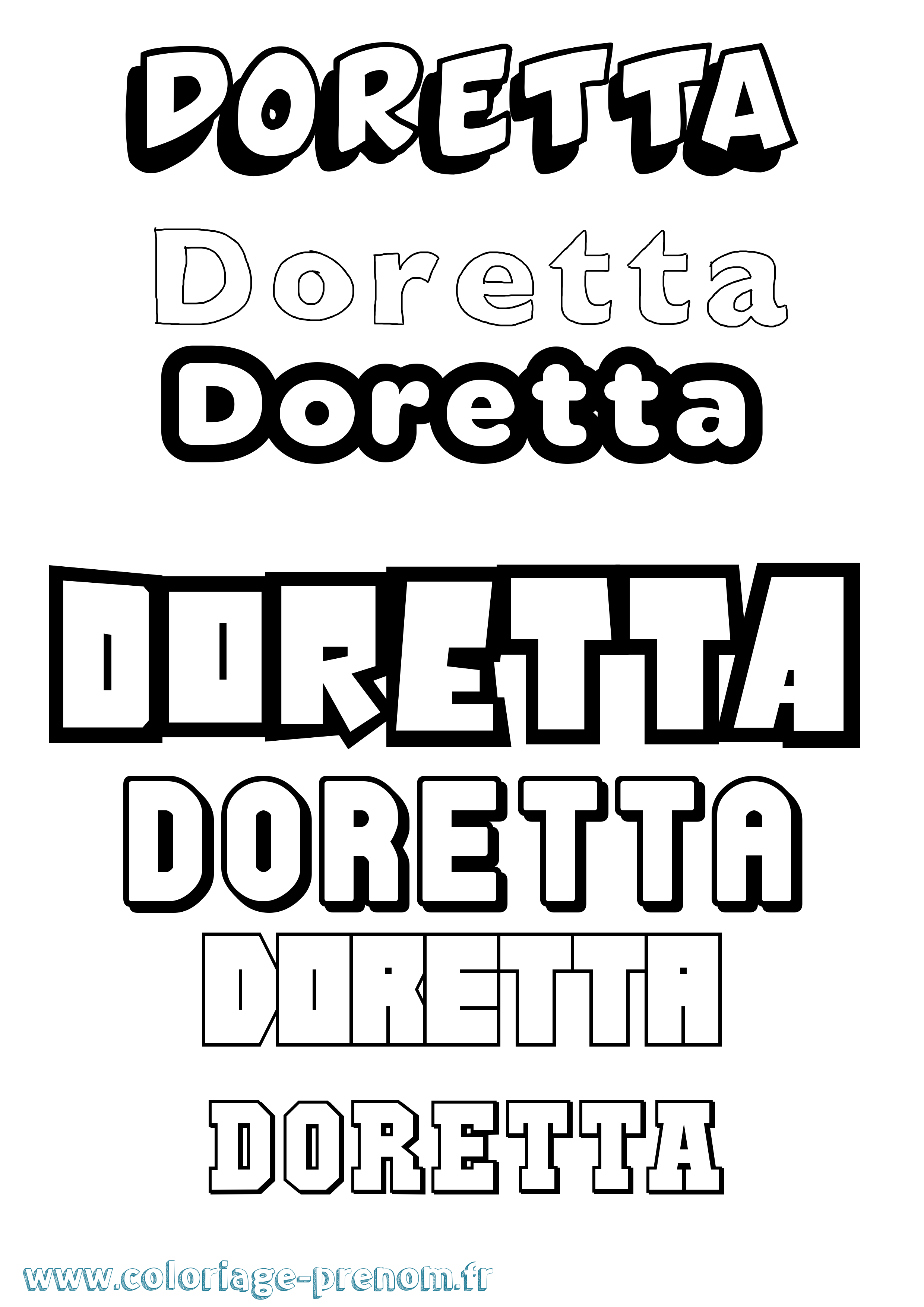 Coloriage prénom Doretta Simple