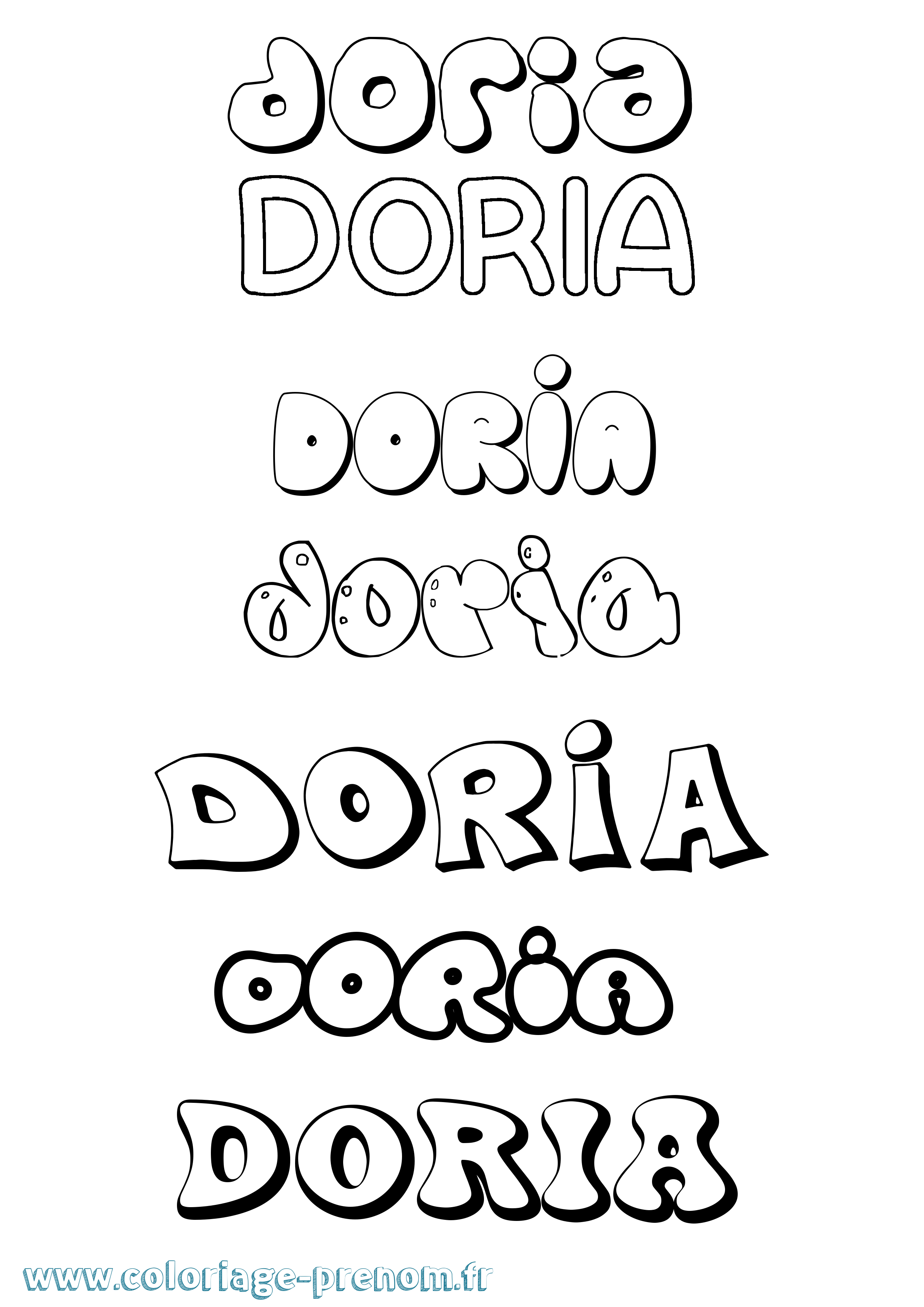 Coloriage prénom Doria Bubble