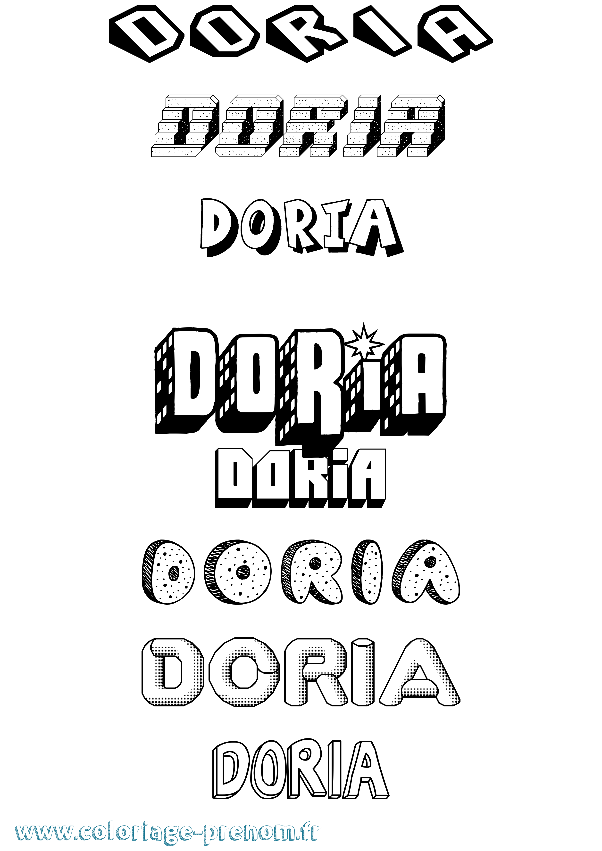 Coloriage Doria Effet 3D Coloriage prénom Doria Effet 3D