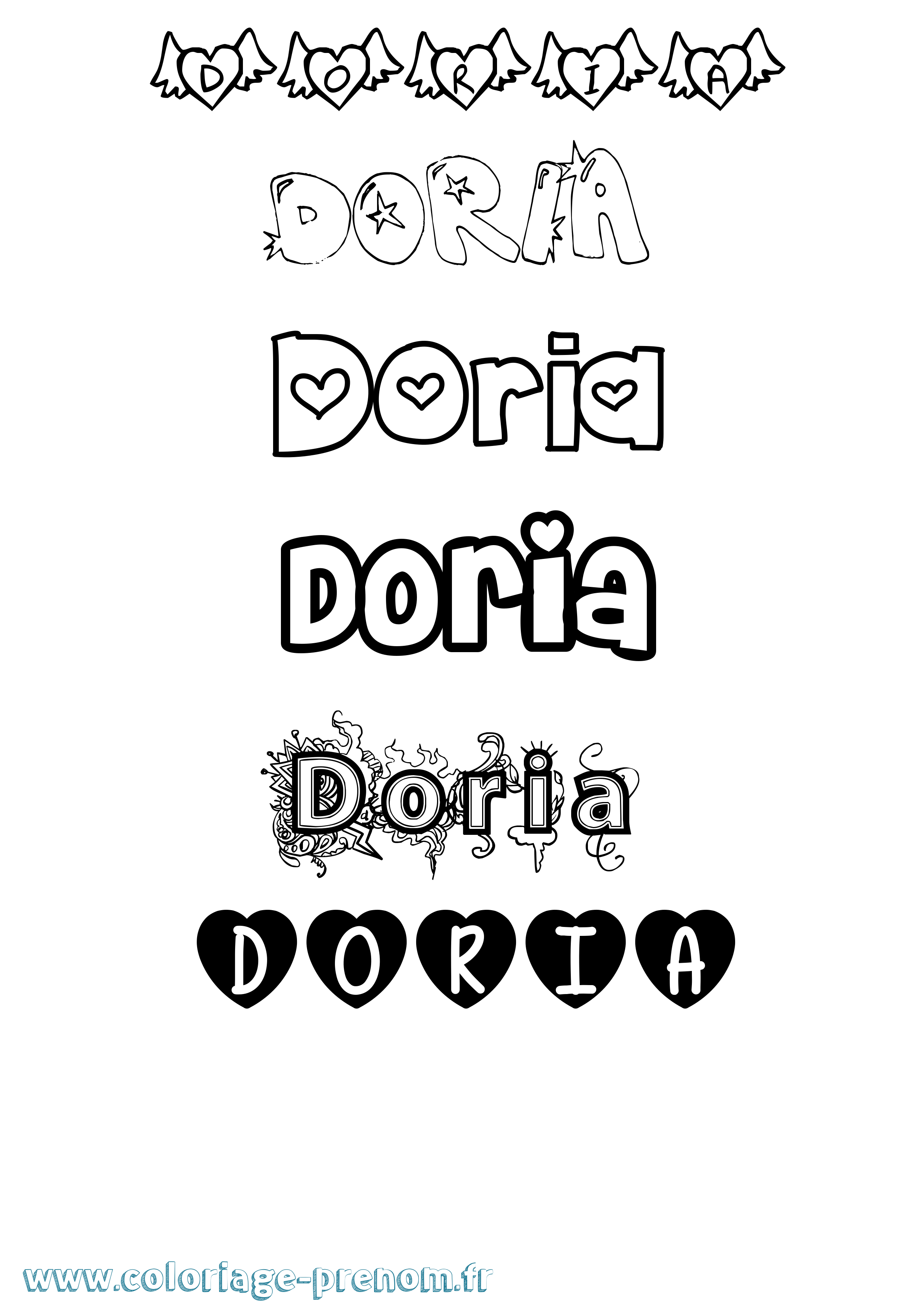Coloriage prénom Doria Girly