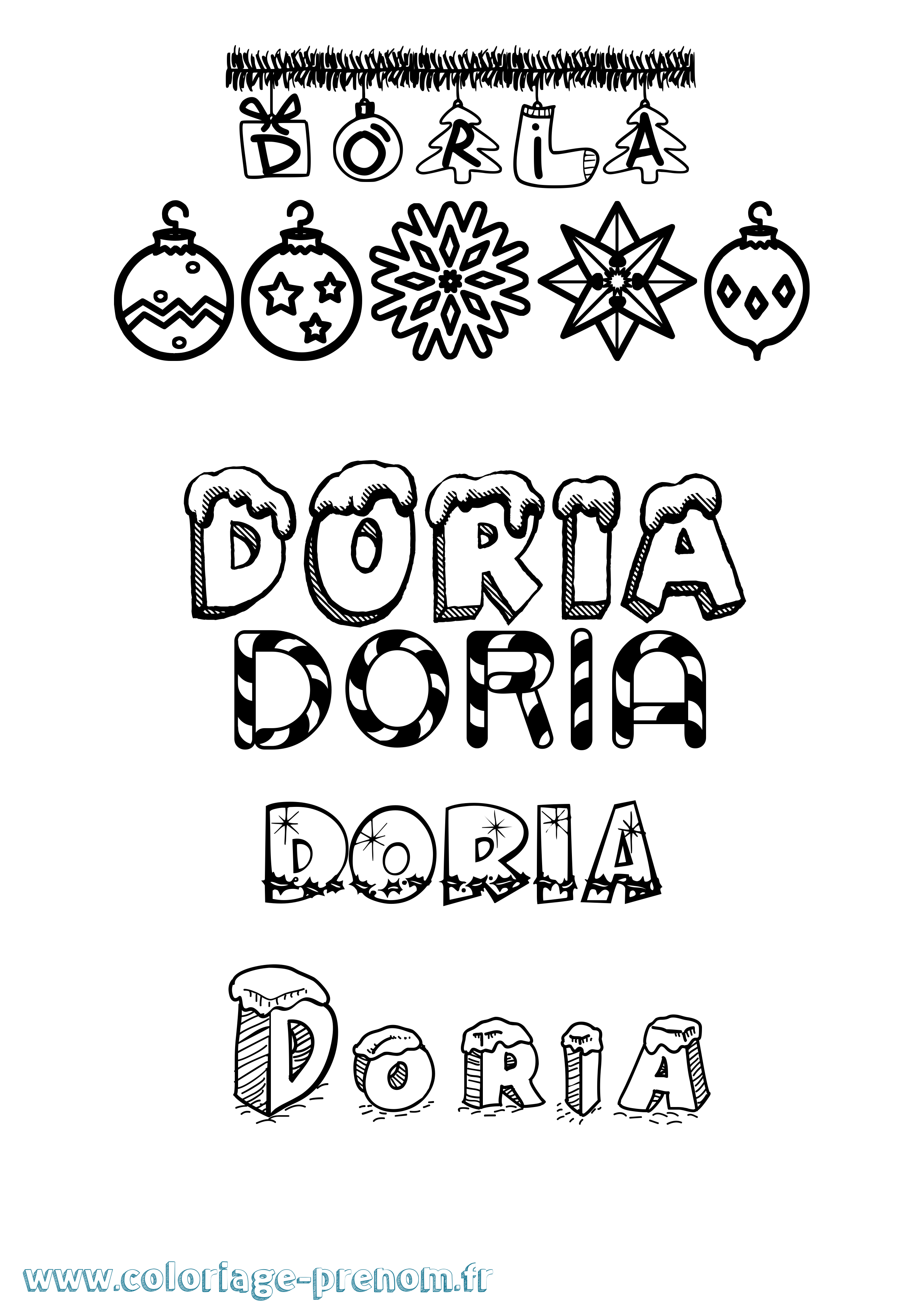 Coloriage prénom Doria Noël