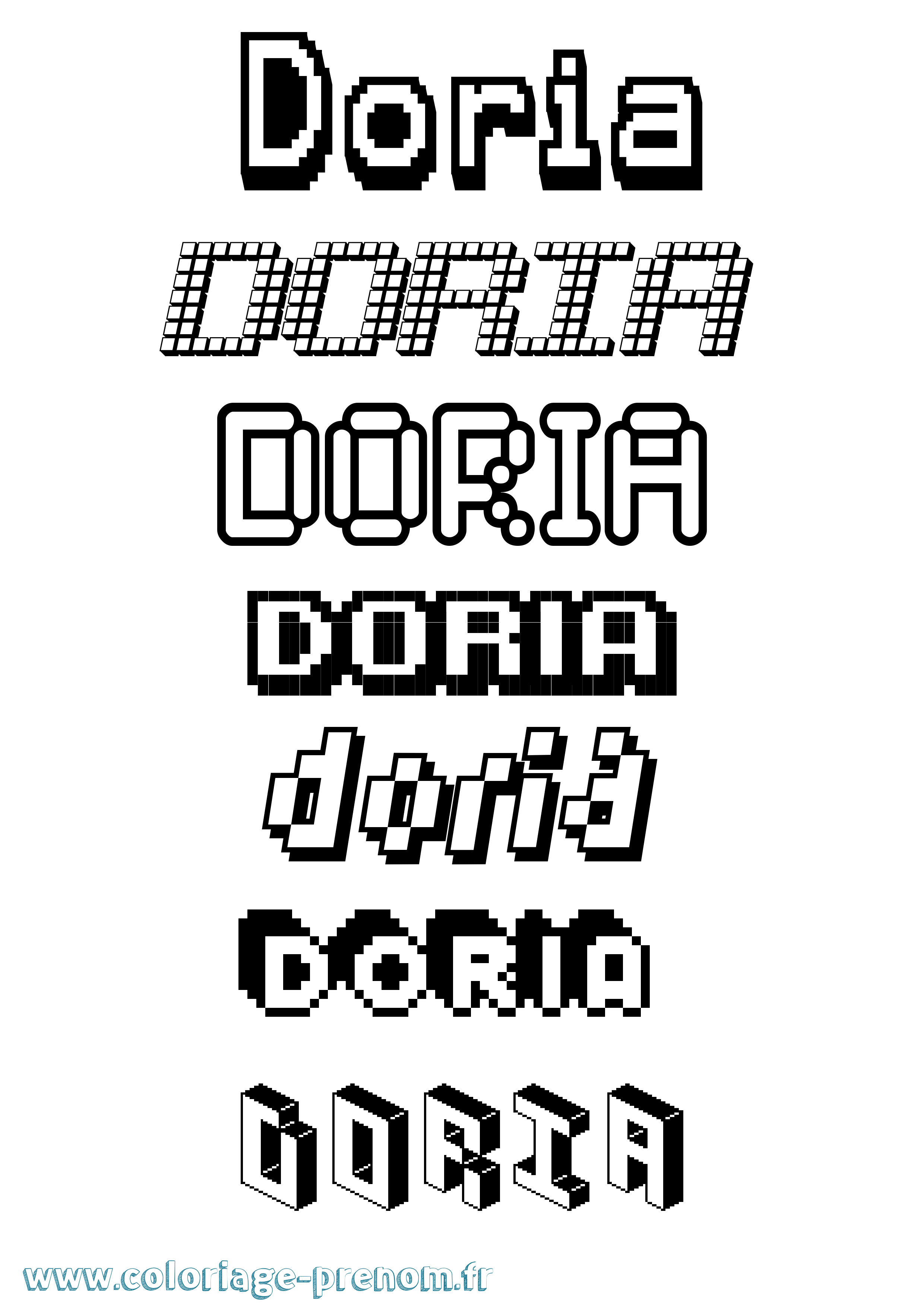 Coloriage Doria Pixel Coloriage prénom Doria Pixel