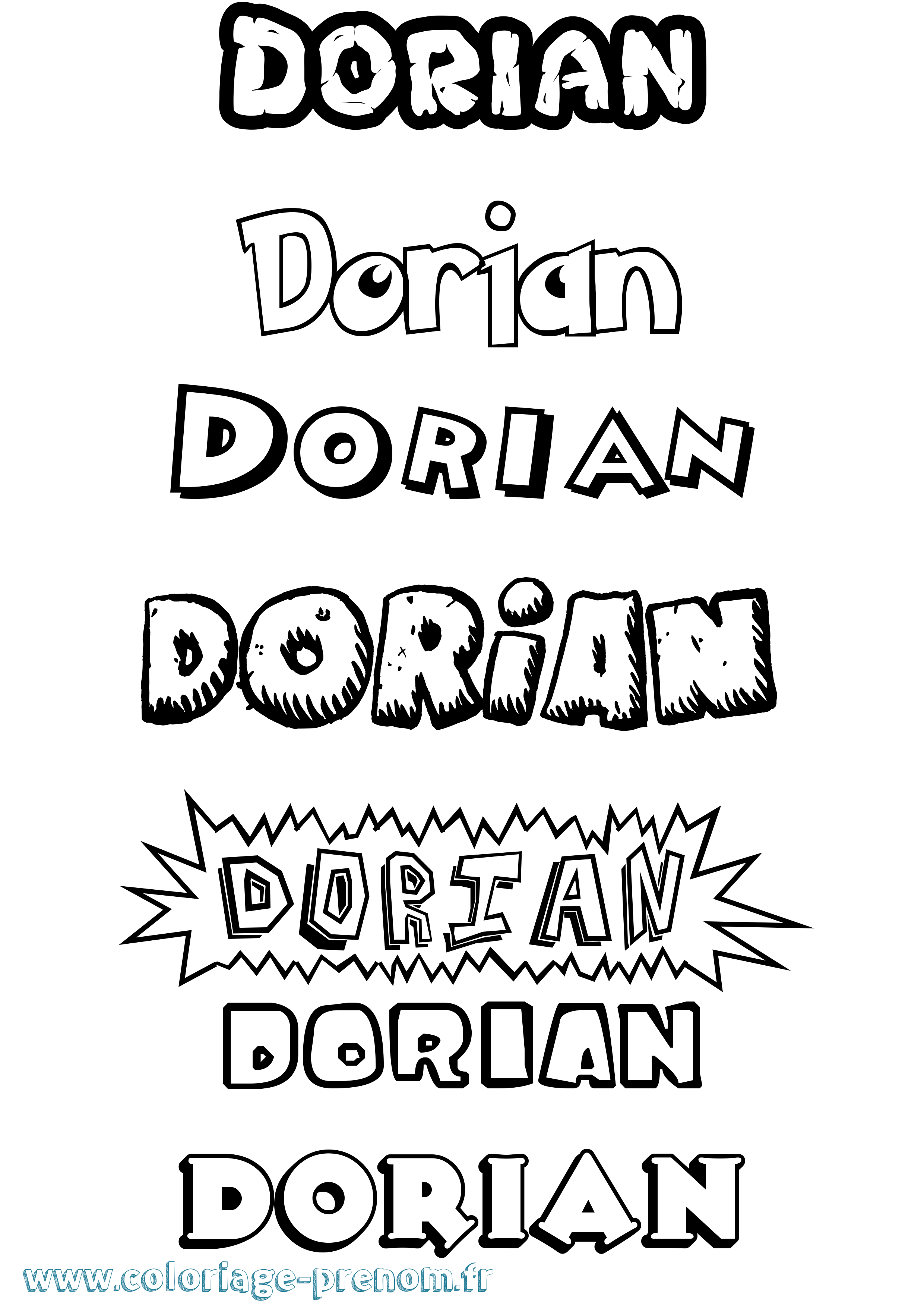 Coloriage prénom Dorian Dessin Animé