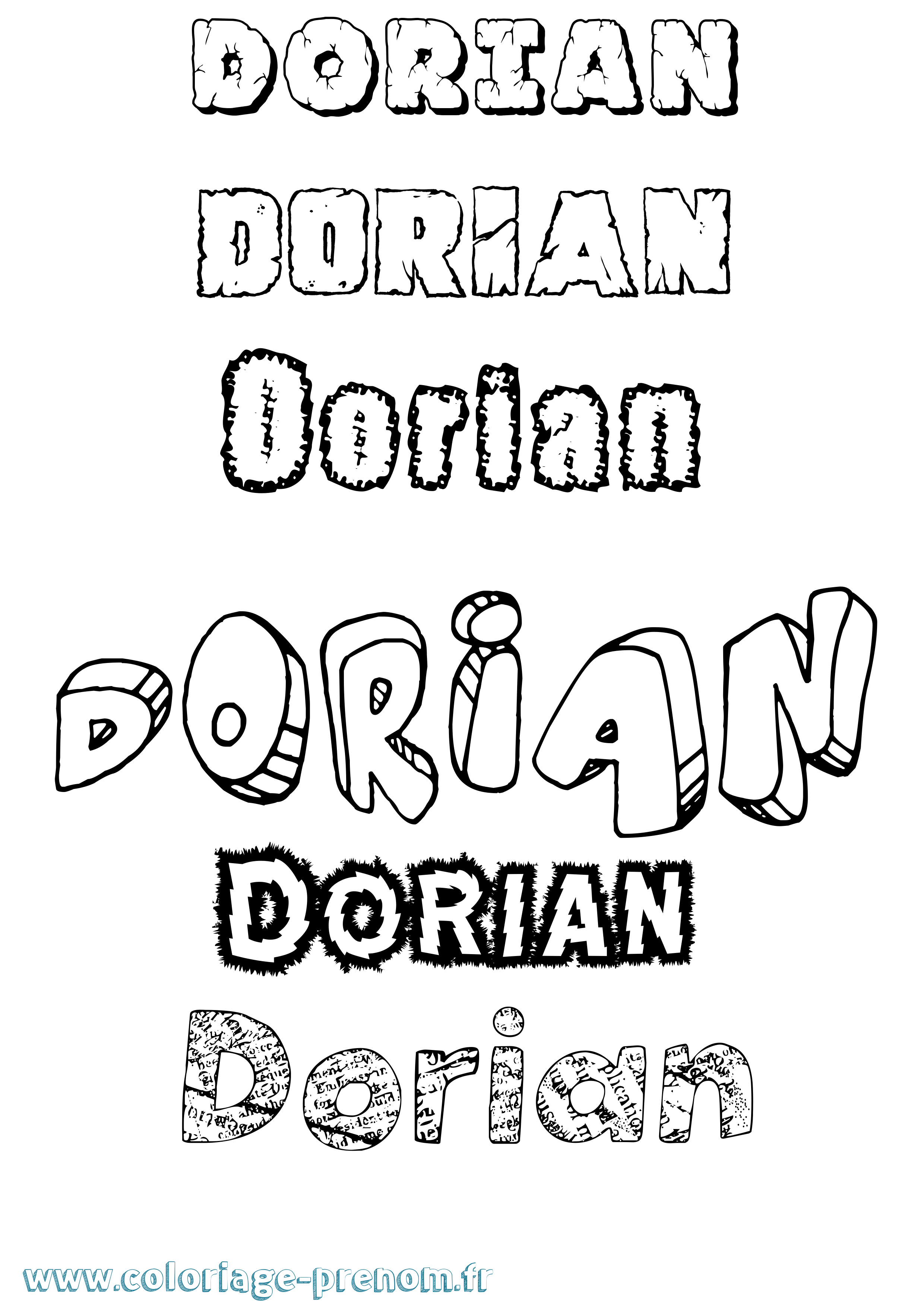 Coloriage prénom Dorian Destructuré