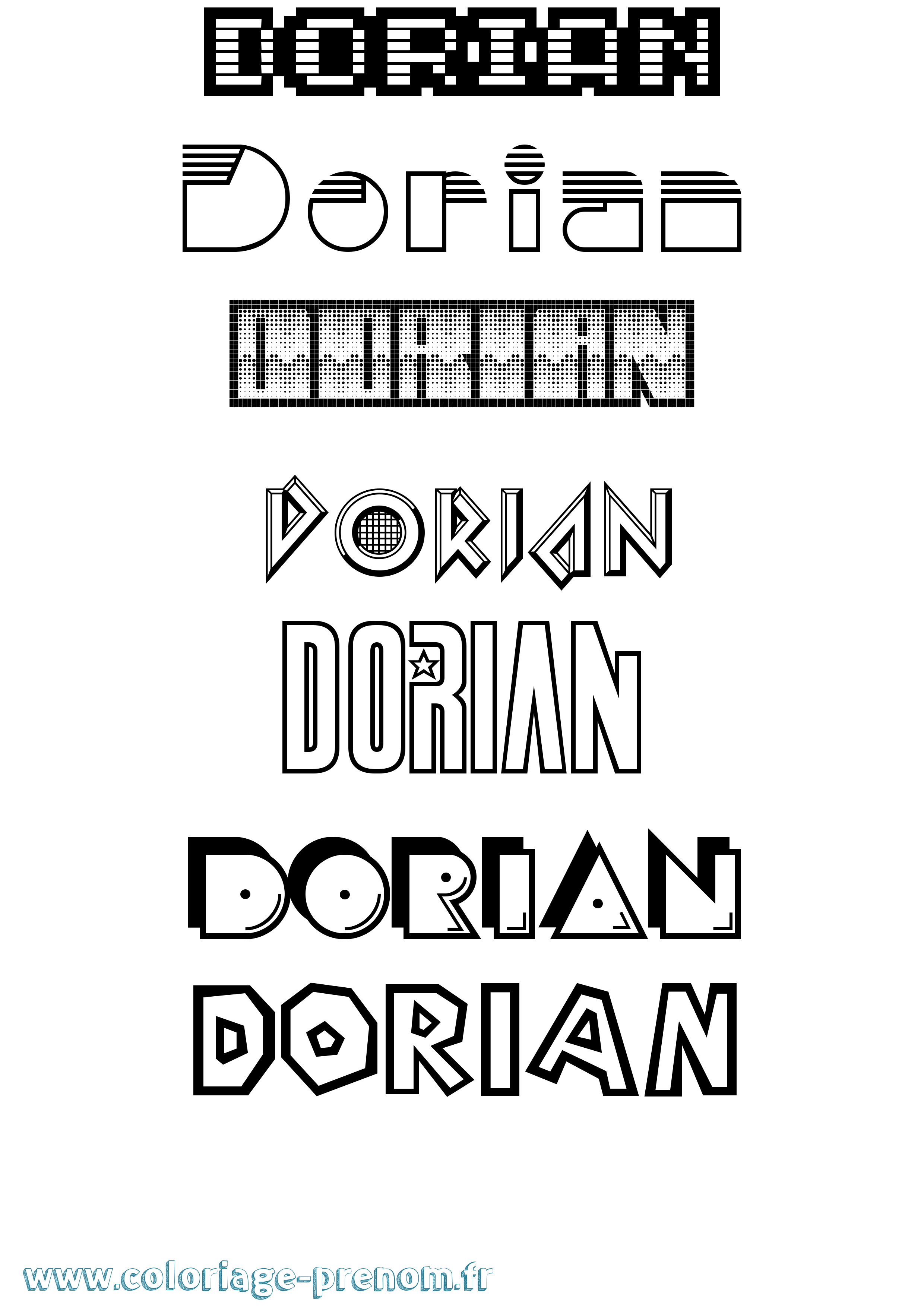 Coloriage prénom Dorian Jeux Vidéos