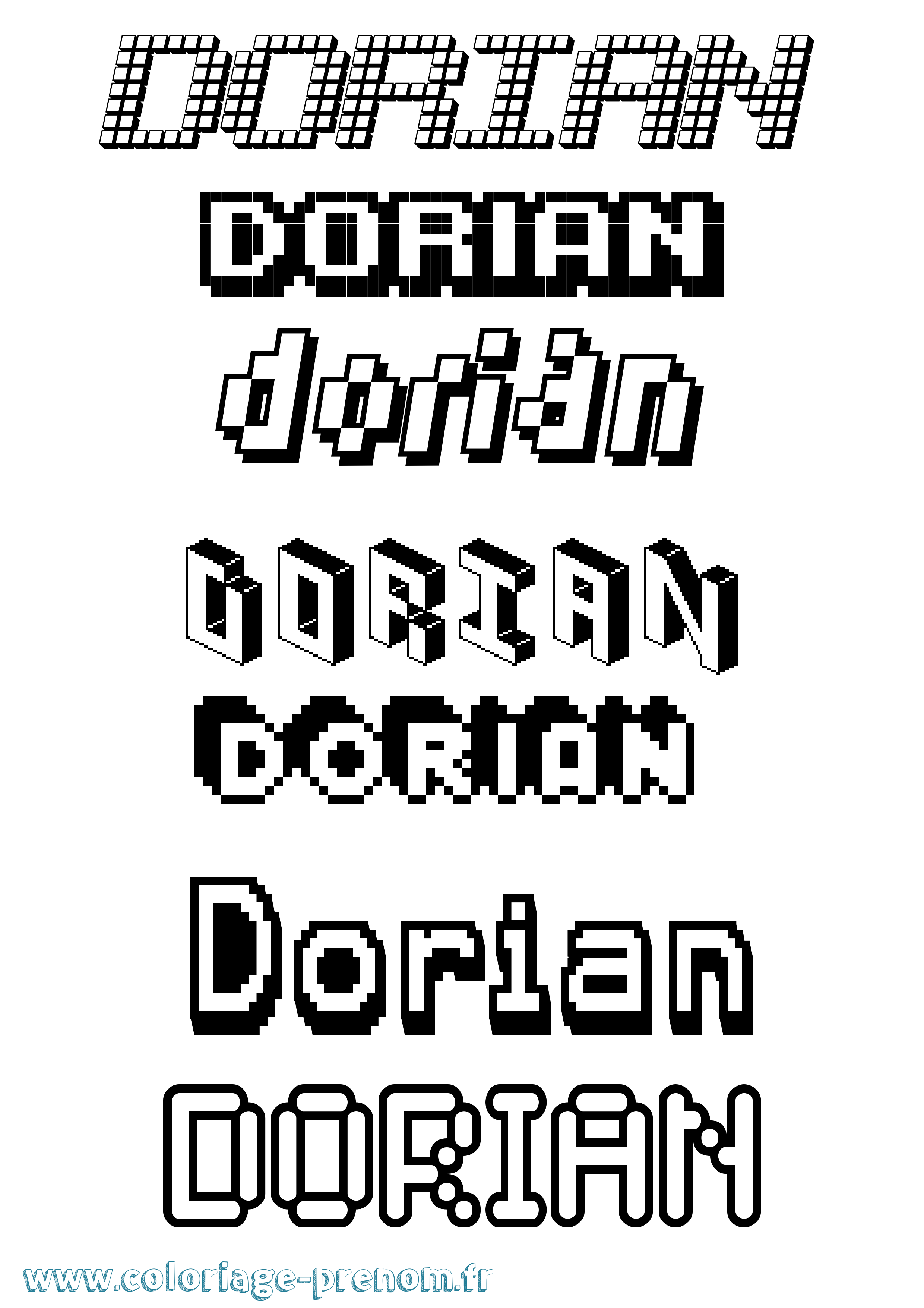Coloriage prénom Dorian Pixel