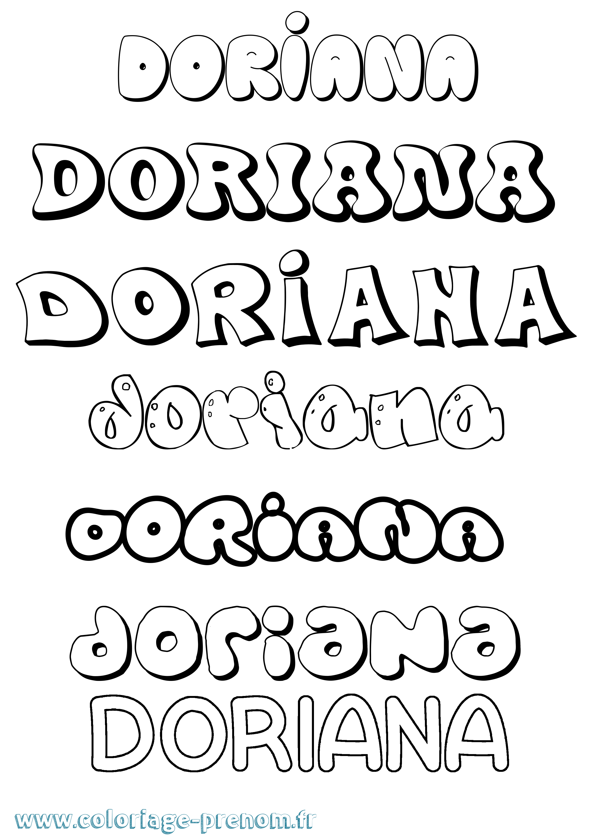 Coloriage prénom Doriana Bubble