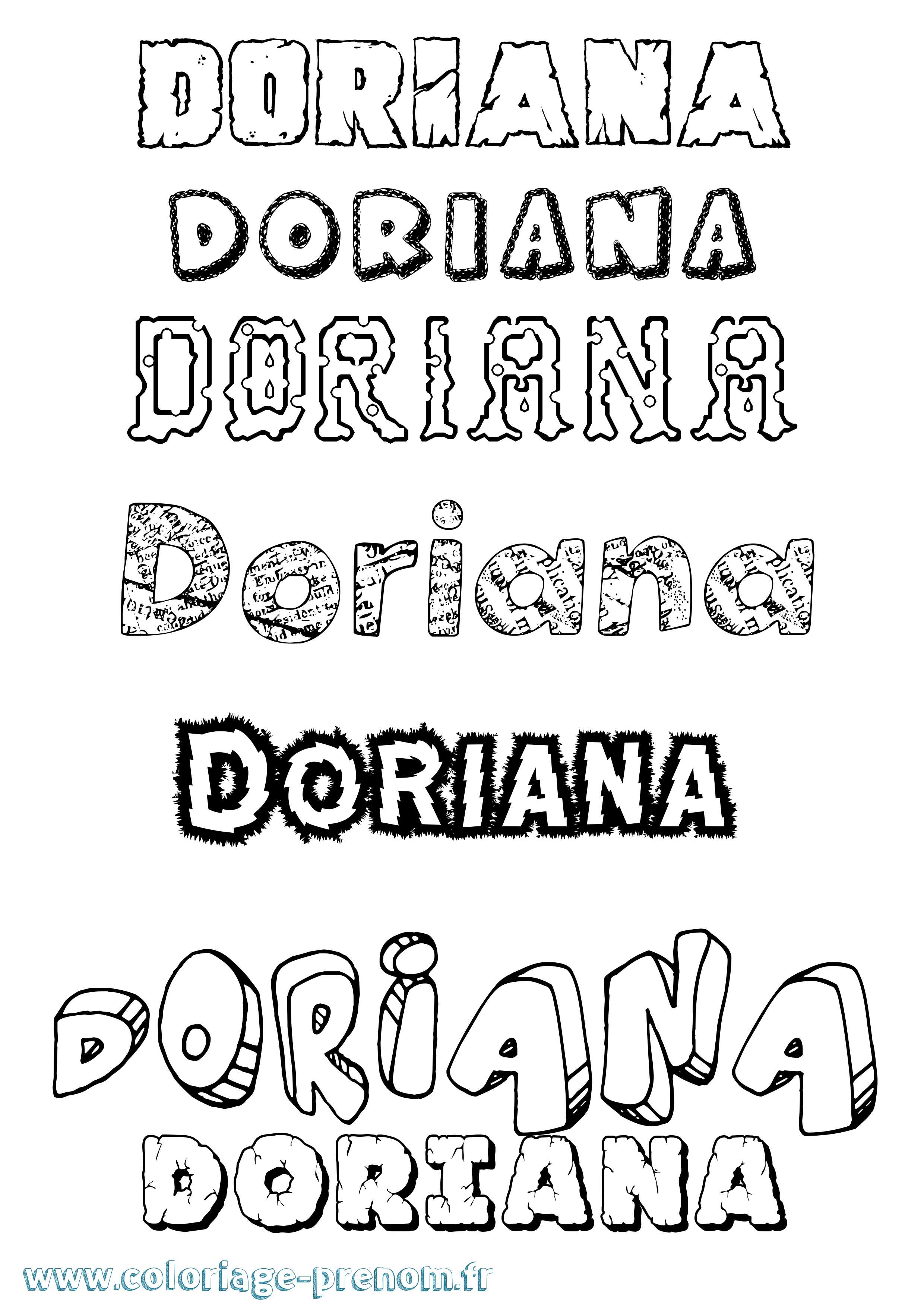 Coloriage prénom Doriana Destructuré