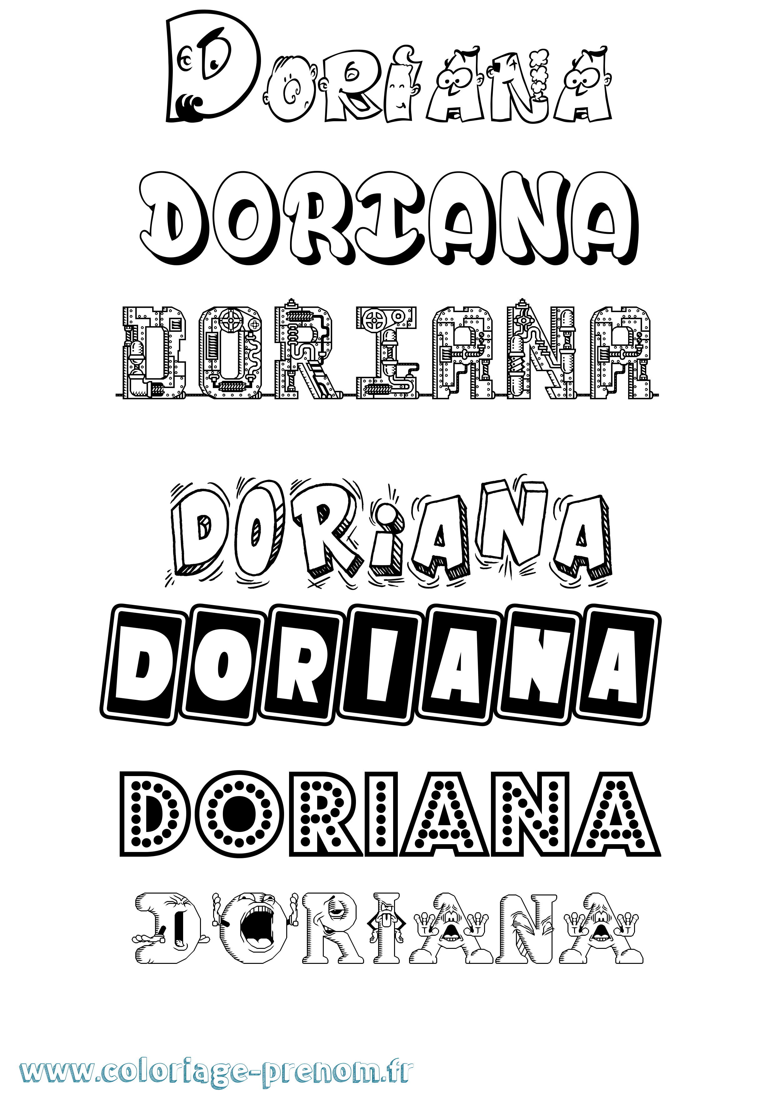 Coloriage prénom Doriana Fun
